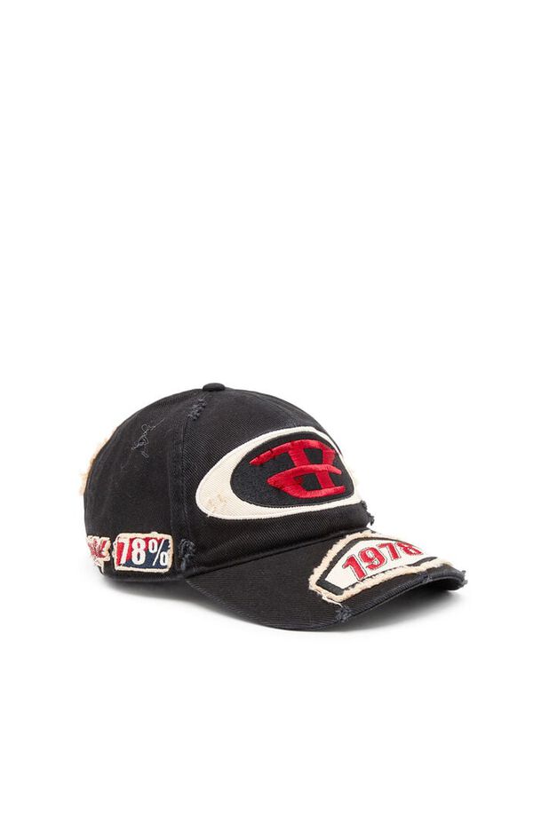 Baseball cap with embroidered patches