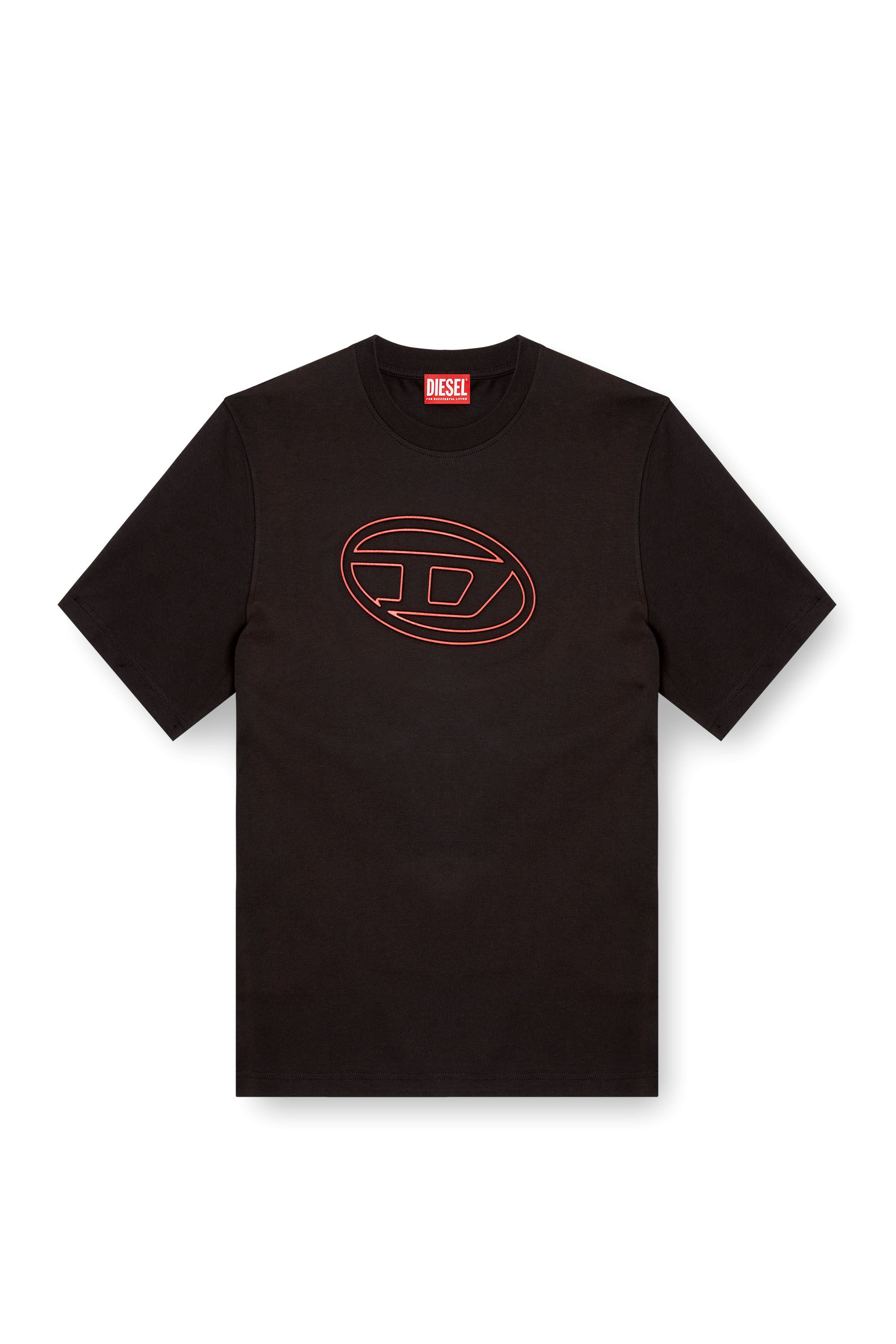 Diesel - T-ADJUST-BIGOVAL, Man's T-shirt with embossed Oval D in Black/Red - 2