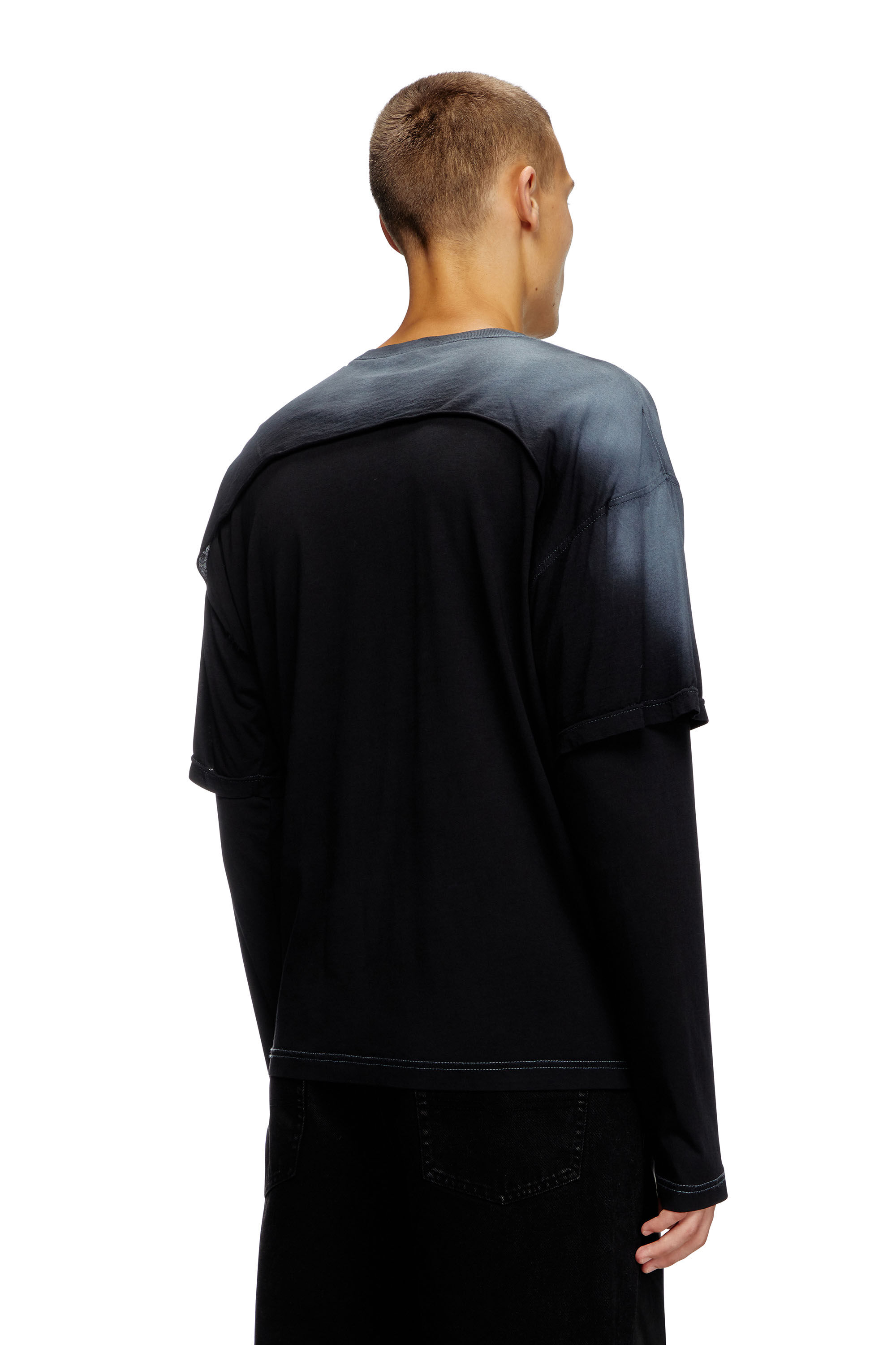 Men's Destroyed layered long-sleeve T-shirt | Black | Diesel