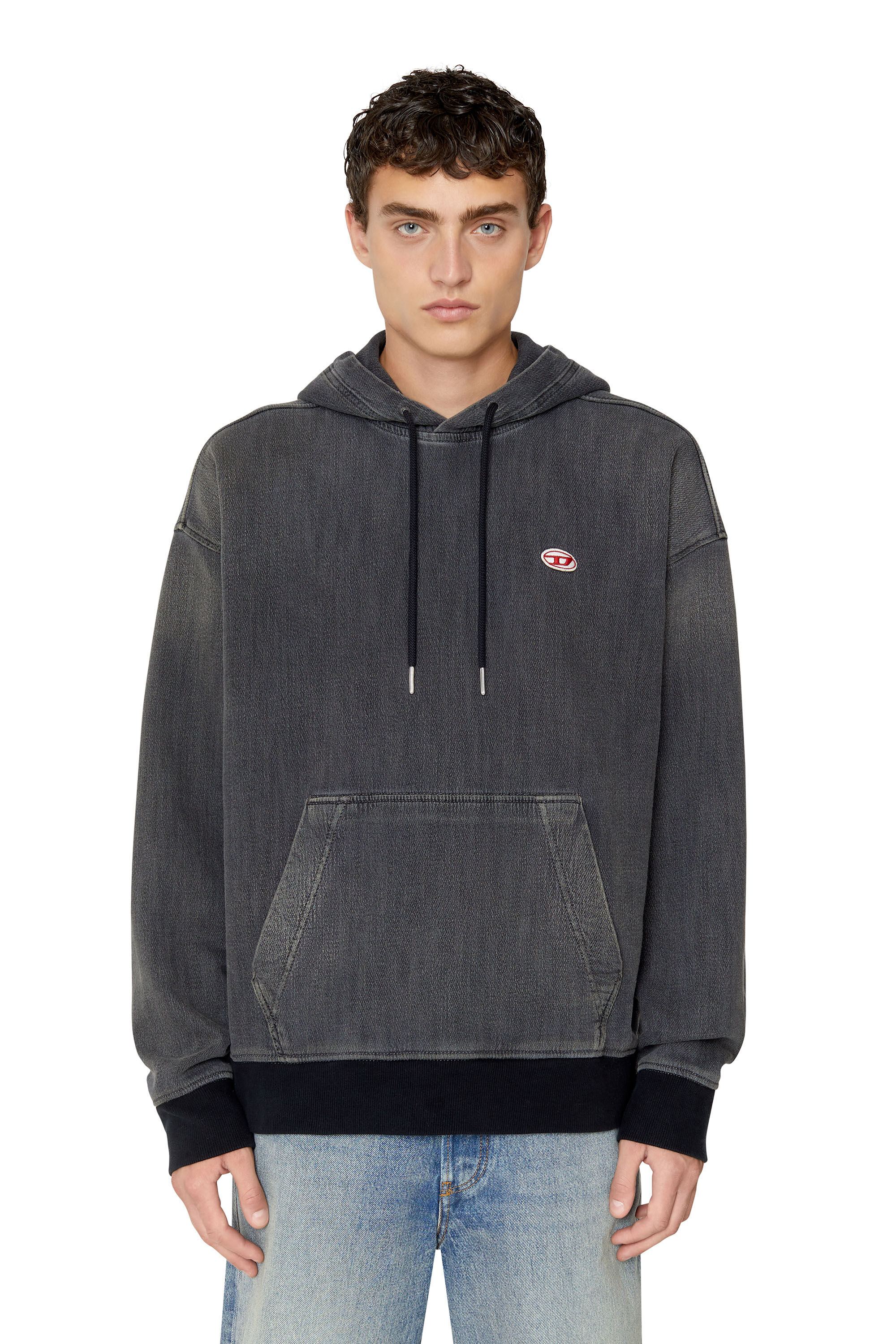 D UM RIB NE Man Track Denim hoodie Diesel