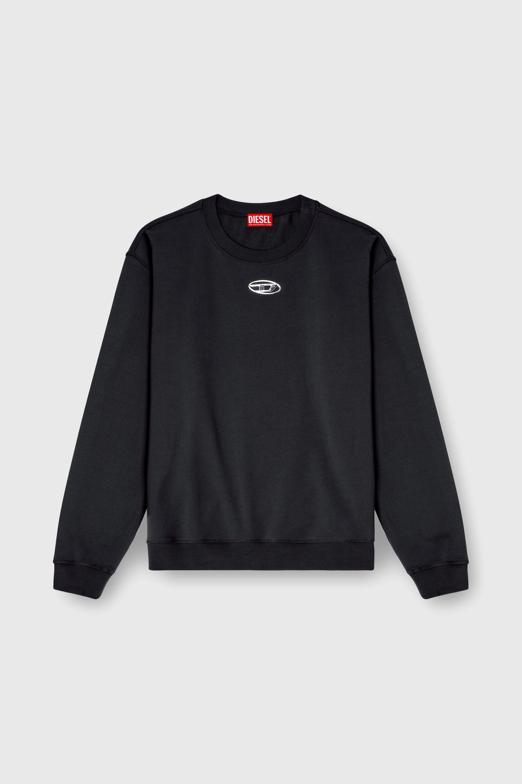 Diesel - S-NORM-IOD, Man's Regular sweatshirt with metallic Oval D in Black - 2