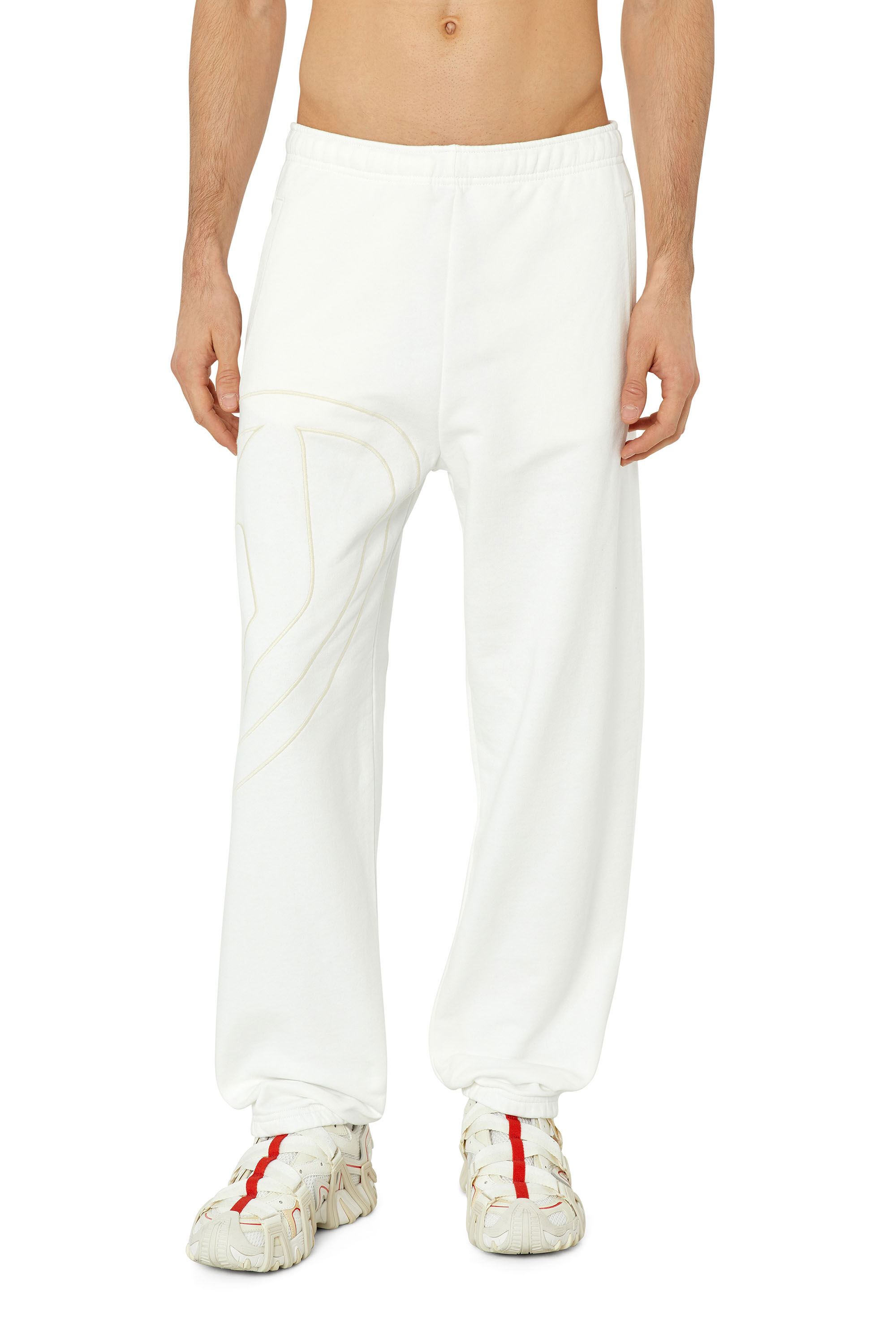 Diesel - P-MARKY-MEGOVAL, Man Sweatpants with maxi D logo in White - Image 3
