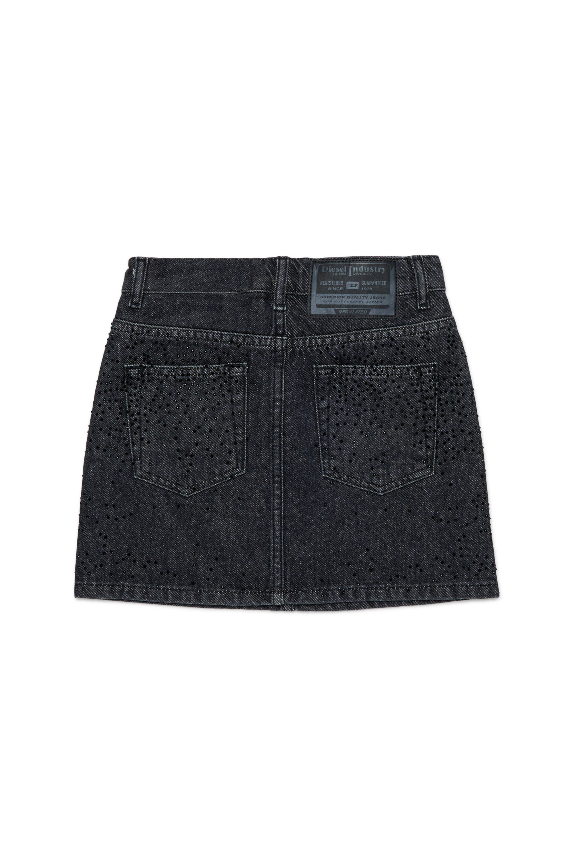 Diesel - GIANNA, Woman's Cotton miniskirt with shiny details in Black/Dark grey - 2