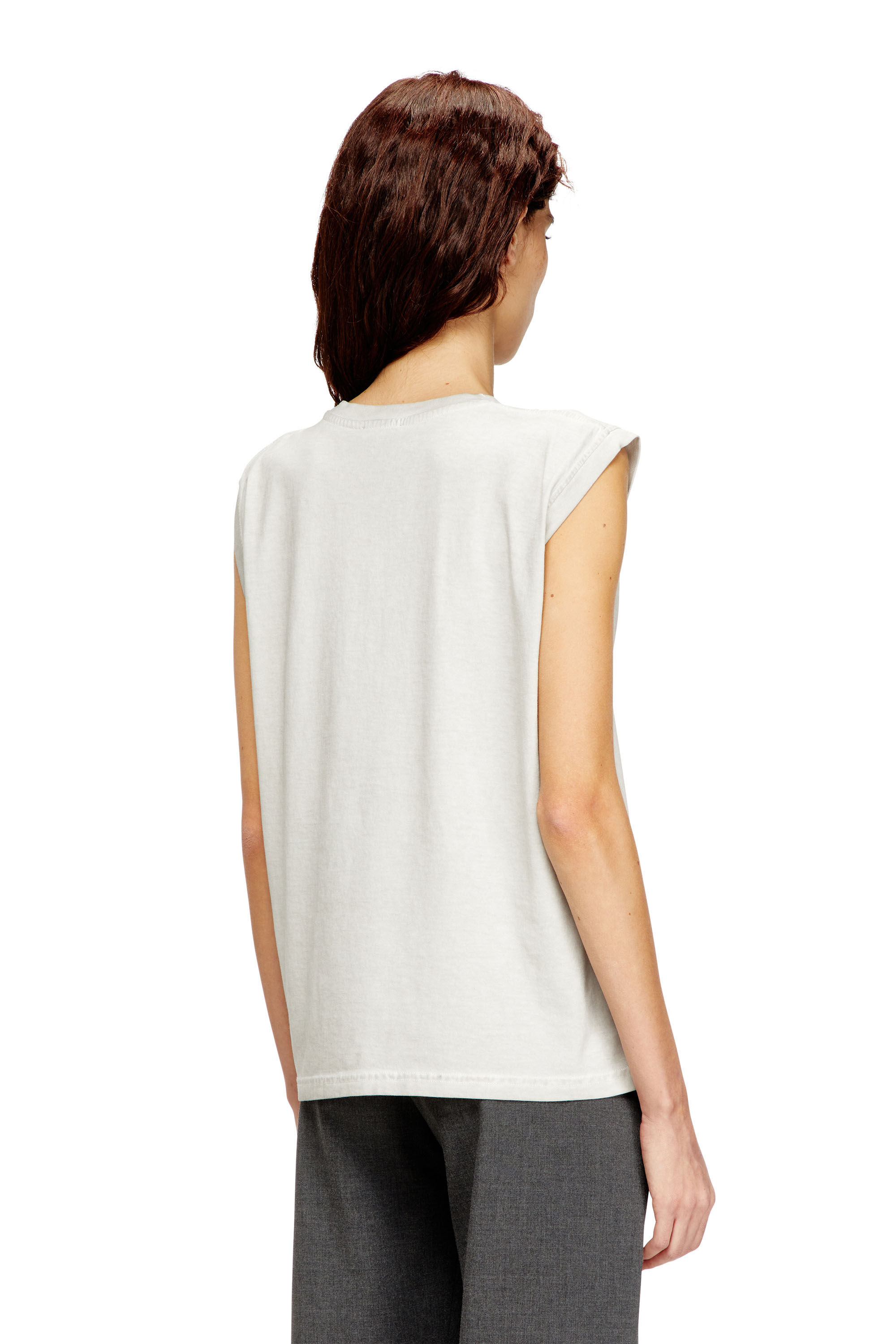Diesel - T-EMBEJ, Woman's Sleeveless T-shirt with embossed chain in White - 4