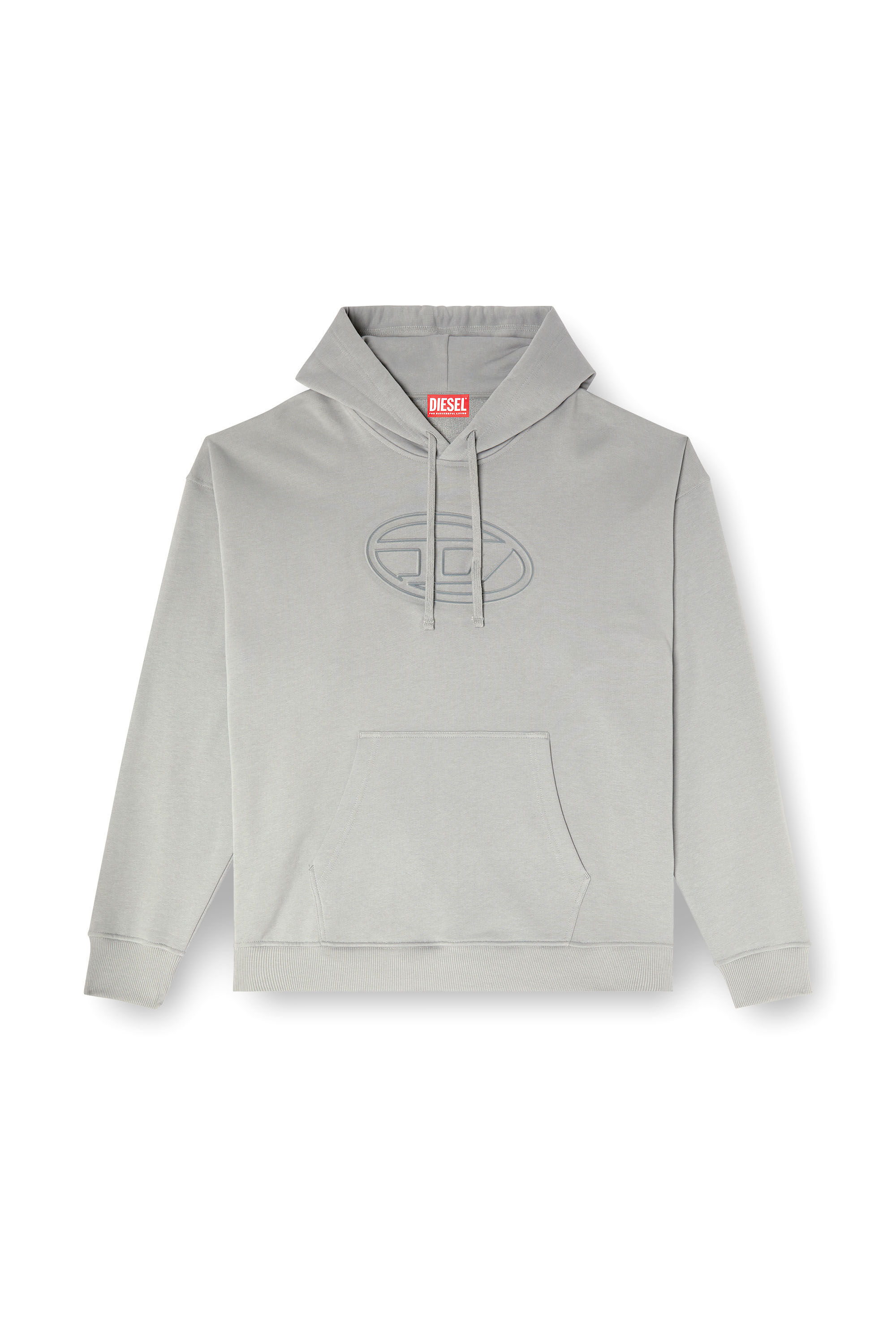 Diesel - S-UMMER-BIGOVAL, Man's Hoodie with embossed Oval D in Light Grey - 2