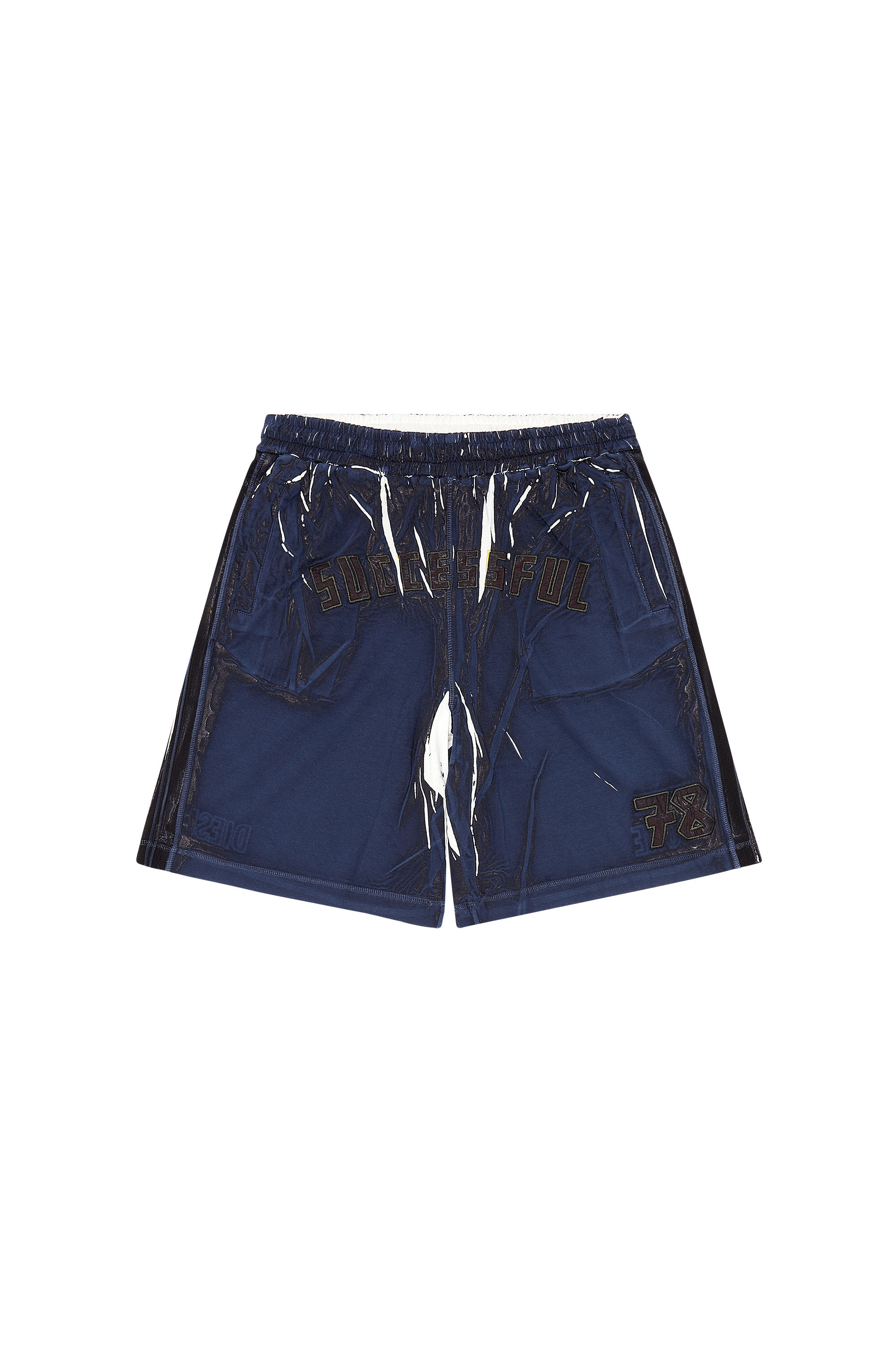 Diesel - P-ROWY, Man's Sweat shorts with shadowy overprint in Dark Blue - 2