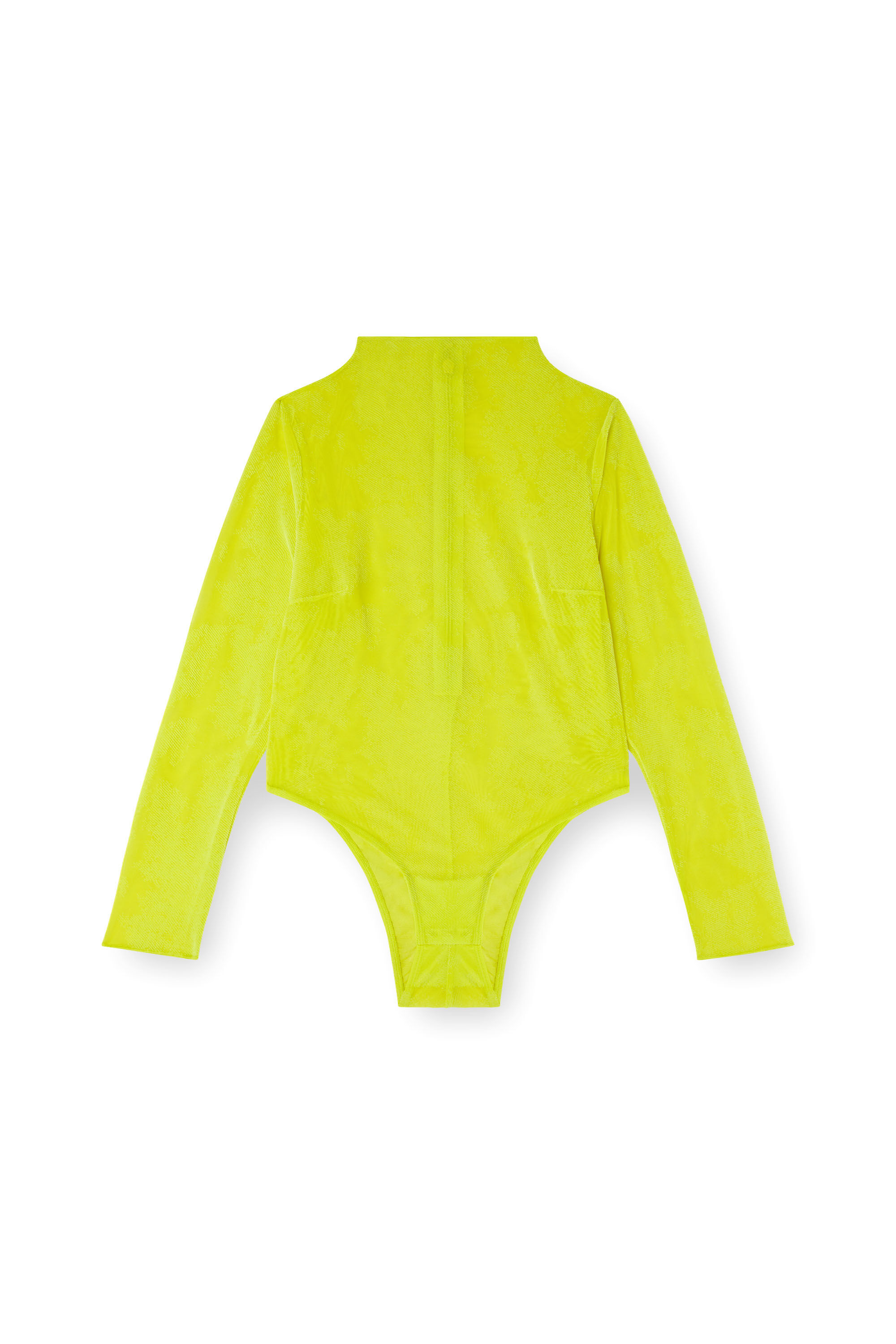 Diesel - C-LONG-SLEEVE-BODYSUIT, Woman's Turtleneck bodysuit in flocked mesh in Green Fluo - 2