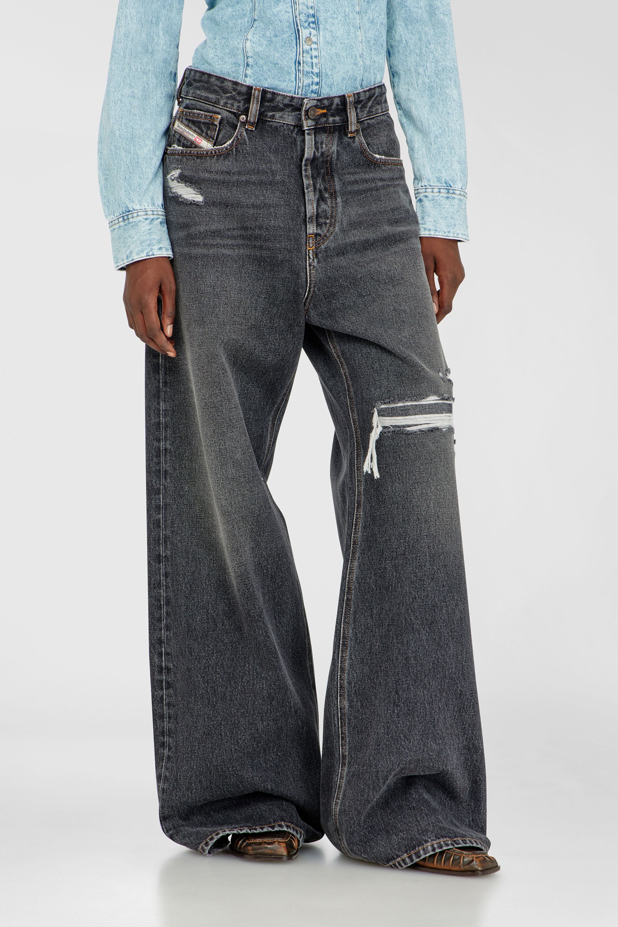 Diesel - Unisex's Relaxed Jeans 1996 D-Sire 007F6, Black/Dark grey - 4