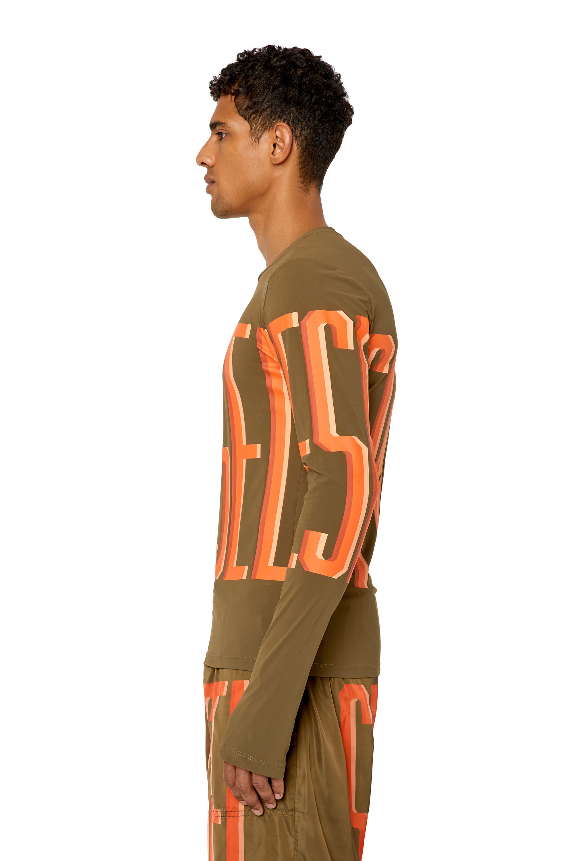 Diesel - AMTEE-LAUREN-WT17, Man's Long-sleeve T-shirt with maxi lettering in Green - 5