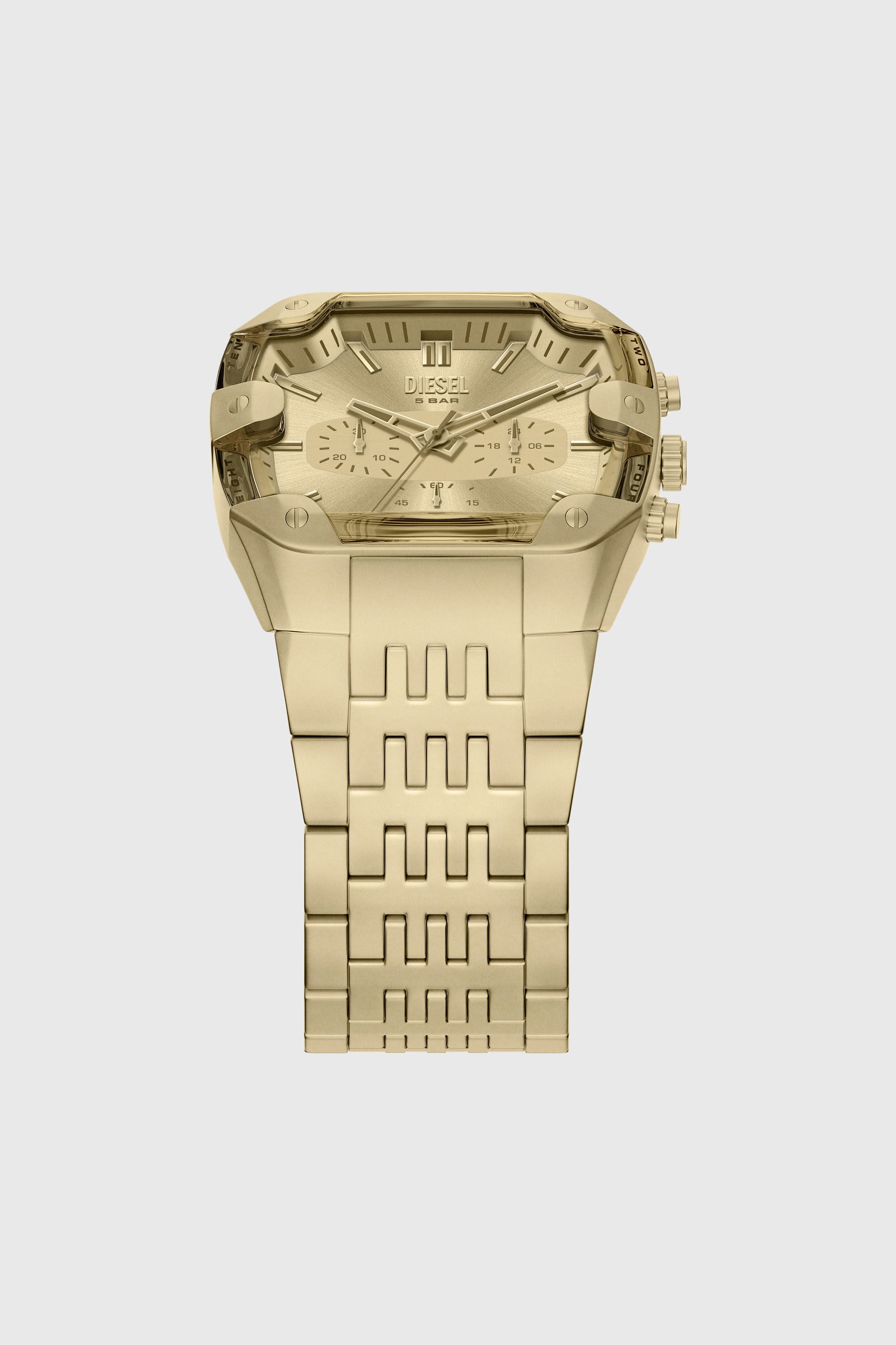 Diesel - DZ4718 WATCH, Man's Spiked Cushion gold-tone stainless steel watch in Gold - 4