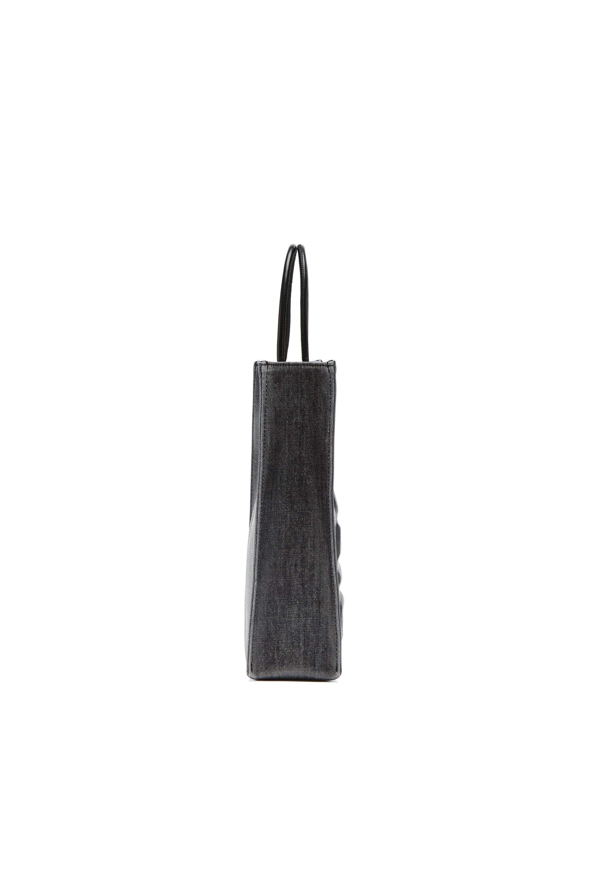 Diesel - DSL 3D SHOPPER M X, Man's Dsl 3D M-Tote bag in coated solarised denim in Black - 4