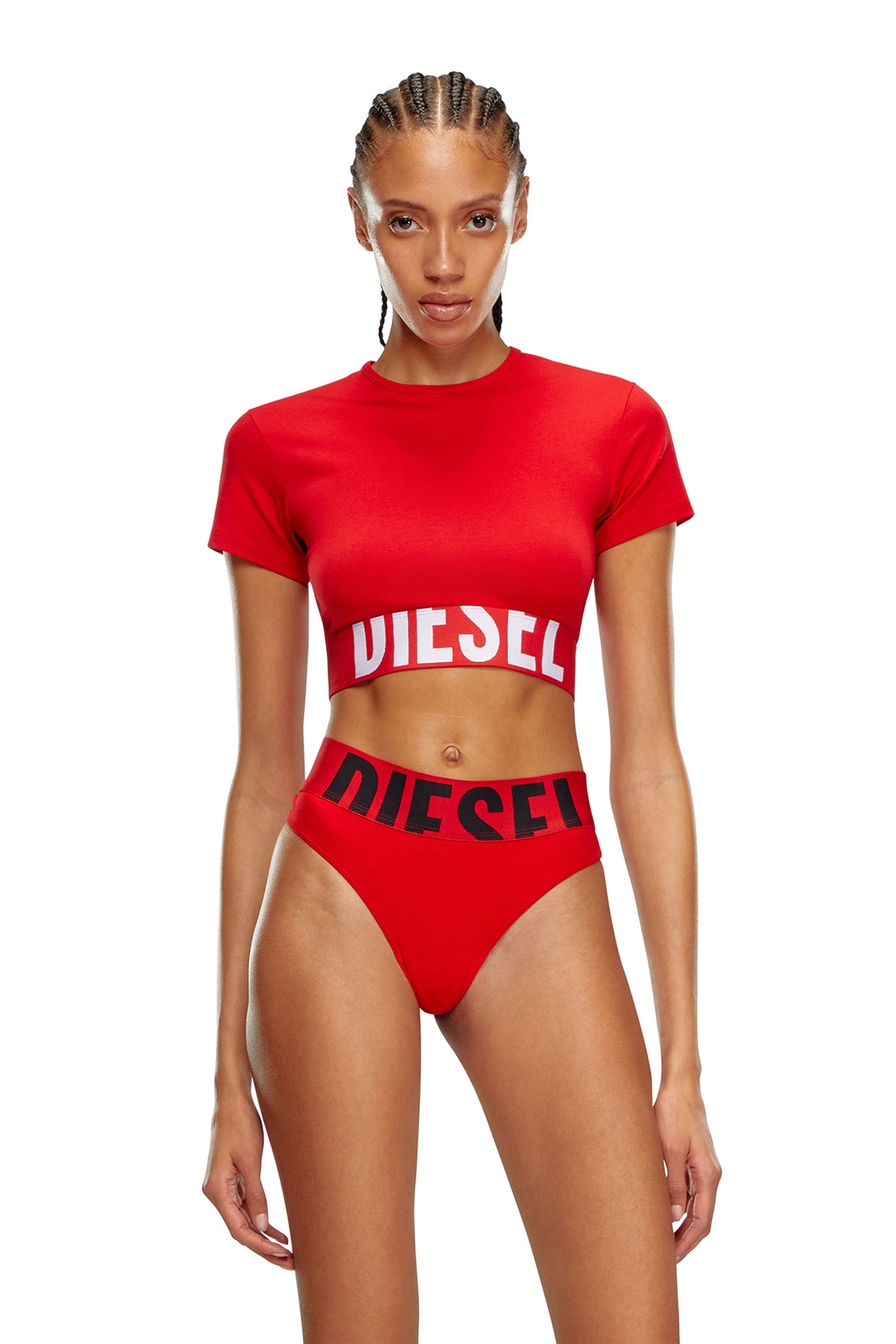 Diesel - UFTEE-SPORT-CROPPED-T-SHIRT, Red - Image 3