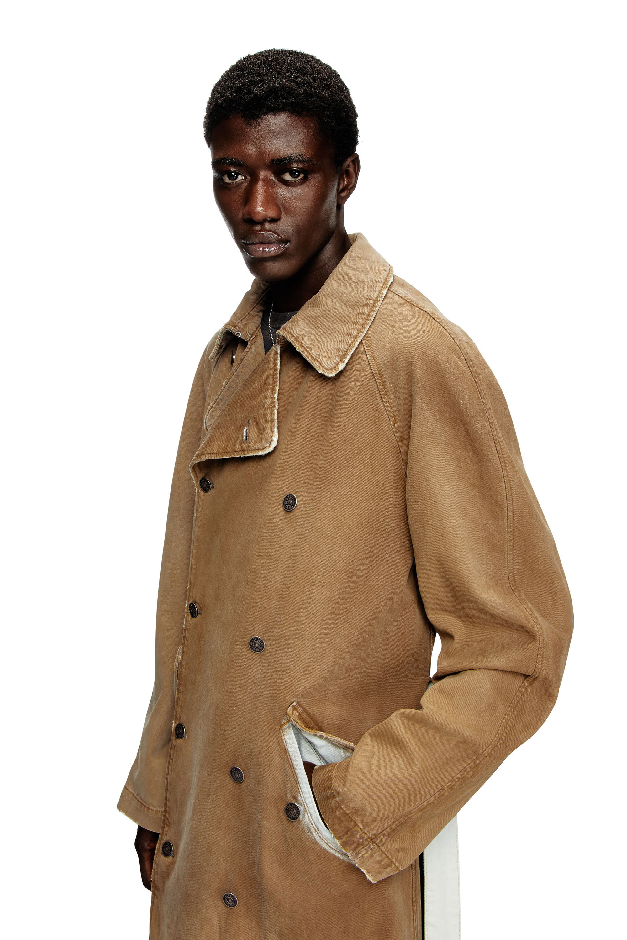 Diesel - D-DELIRIOUS-D, Unisex's Trench coat in overdirt denim in Light Brown - 5