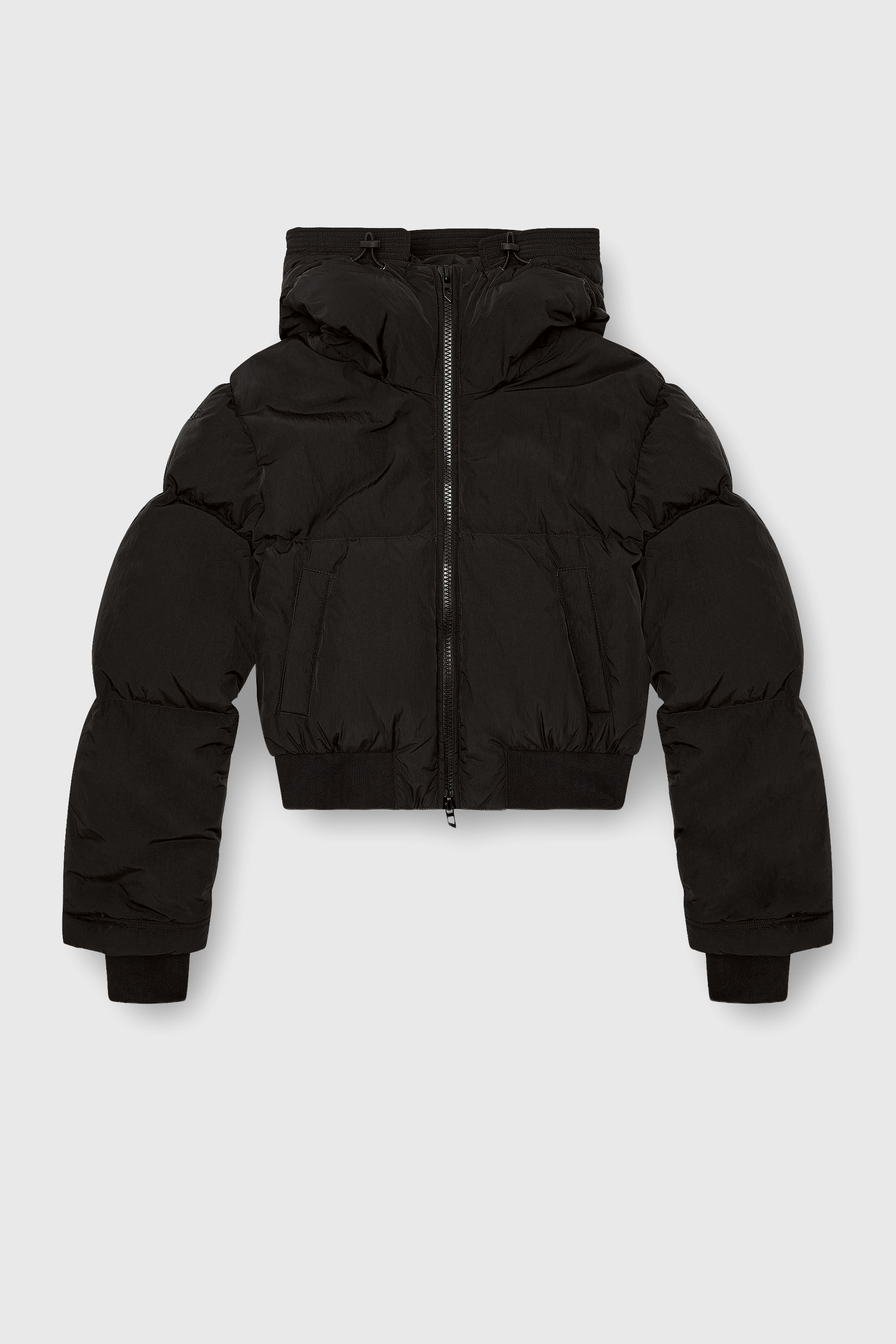 Women's Hooded down jacket in crinkled nylon | Black | Diesel