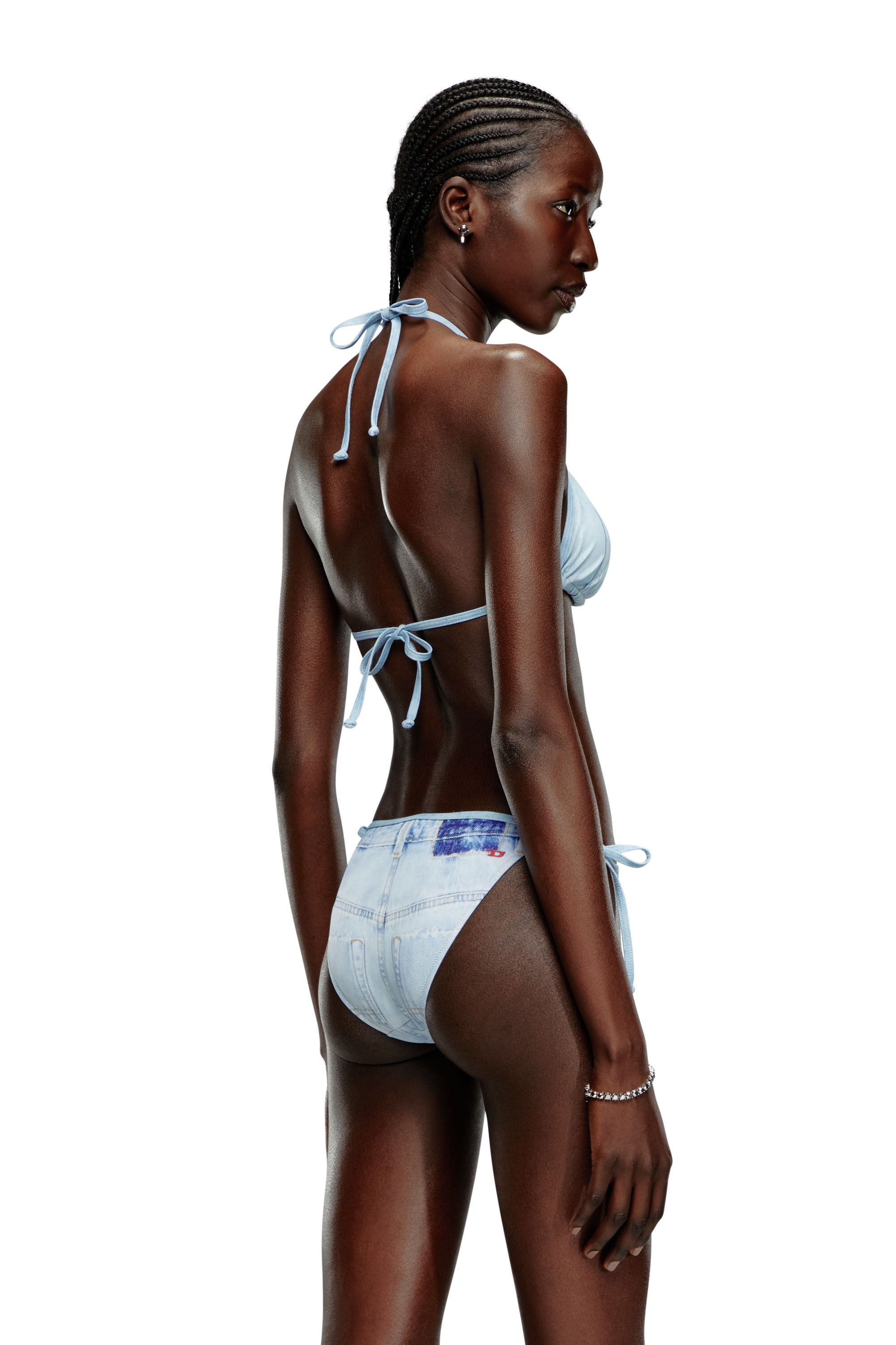 Diesel - BFPN-BRIGITTES, Woman's Bikini briefs with denim trompe l'oeil in Azure - 3