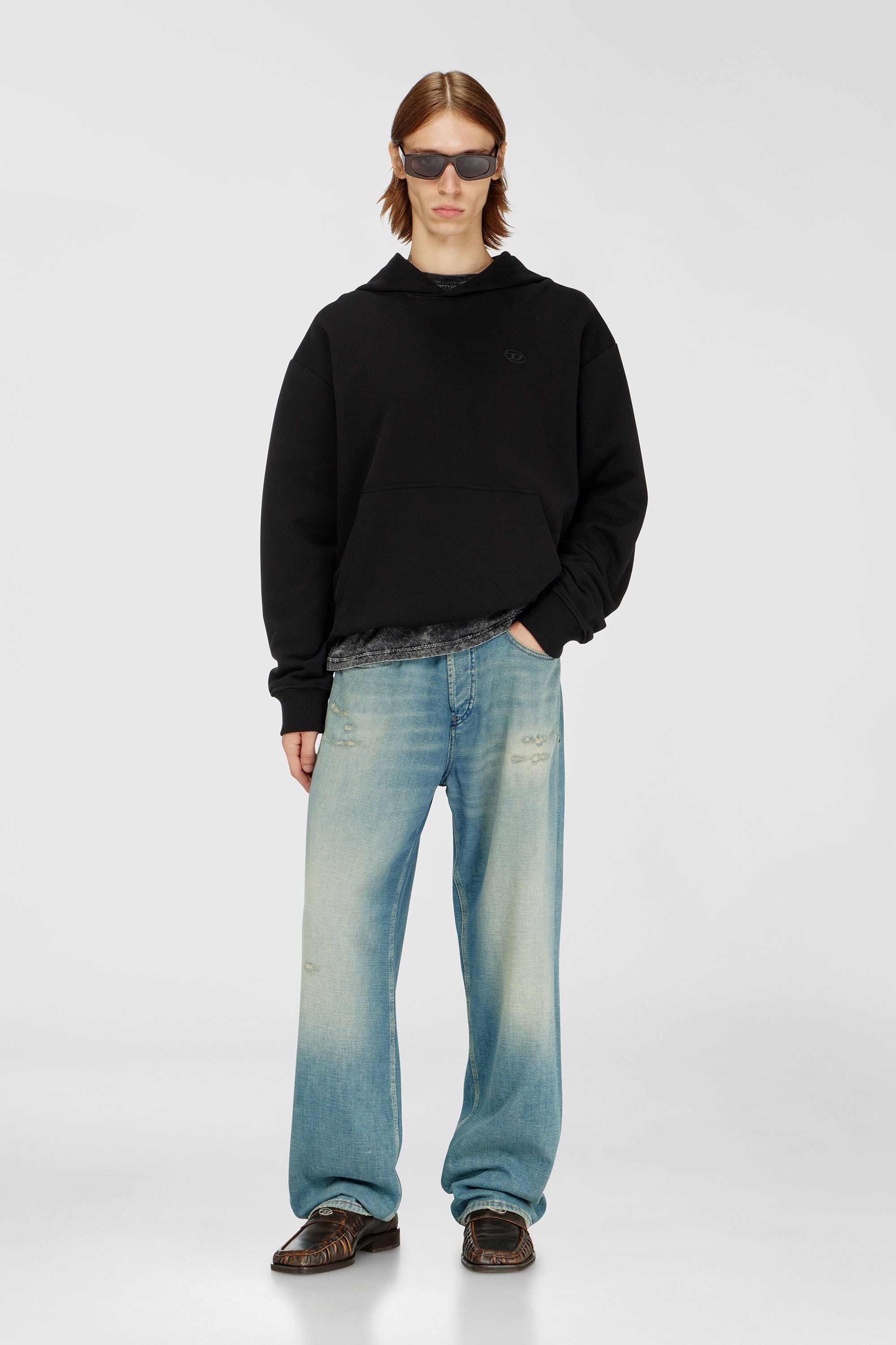 Diesel - S-MACS-HOOD-MEGOVAL-D, Man's Hoodie with logo embroidery in Black - 1