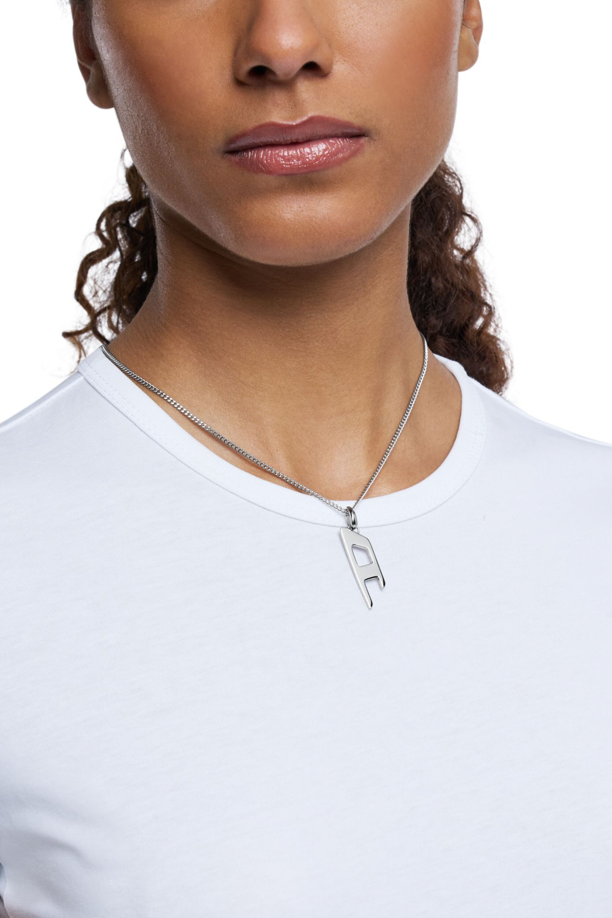 Women's Stainless steel d logo pendant necklace | Silver | Diesel