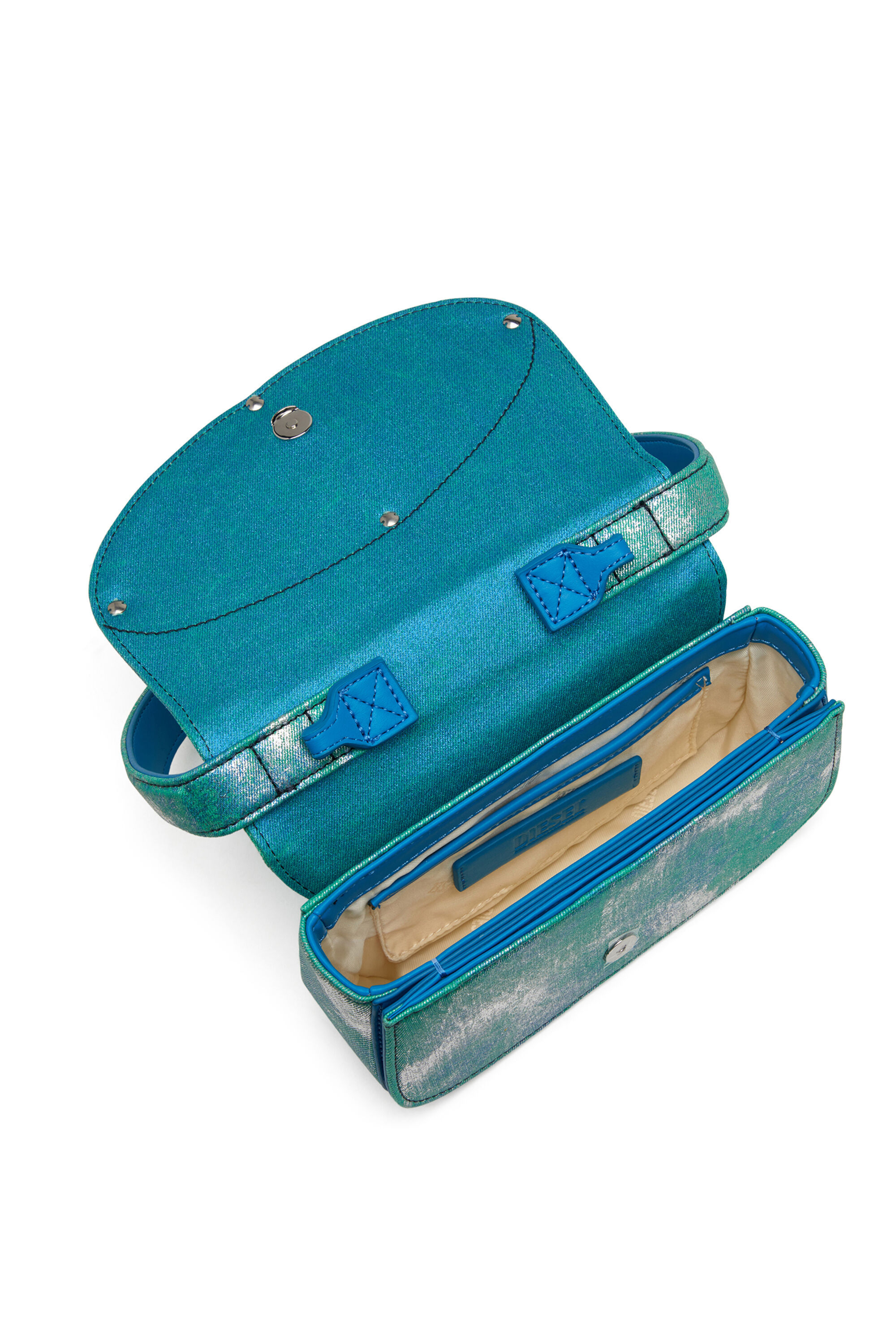 Diesel - 1DR, Woman's 1DR-Iconic shoulder bag in pop colour denim in Blue/Green - 5