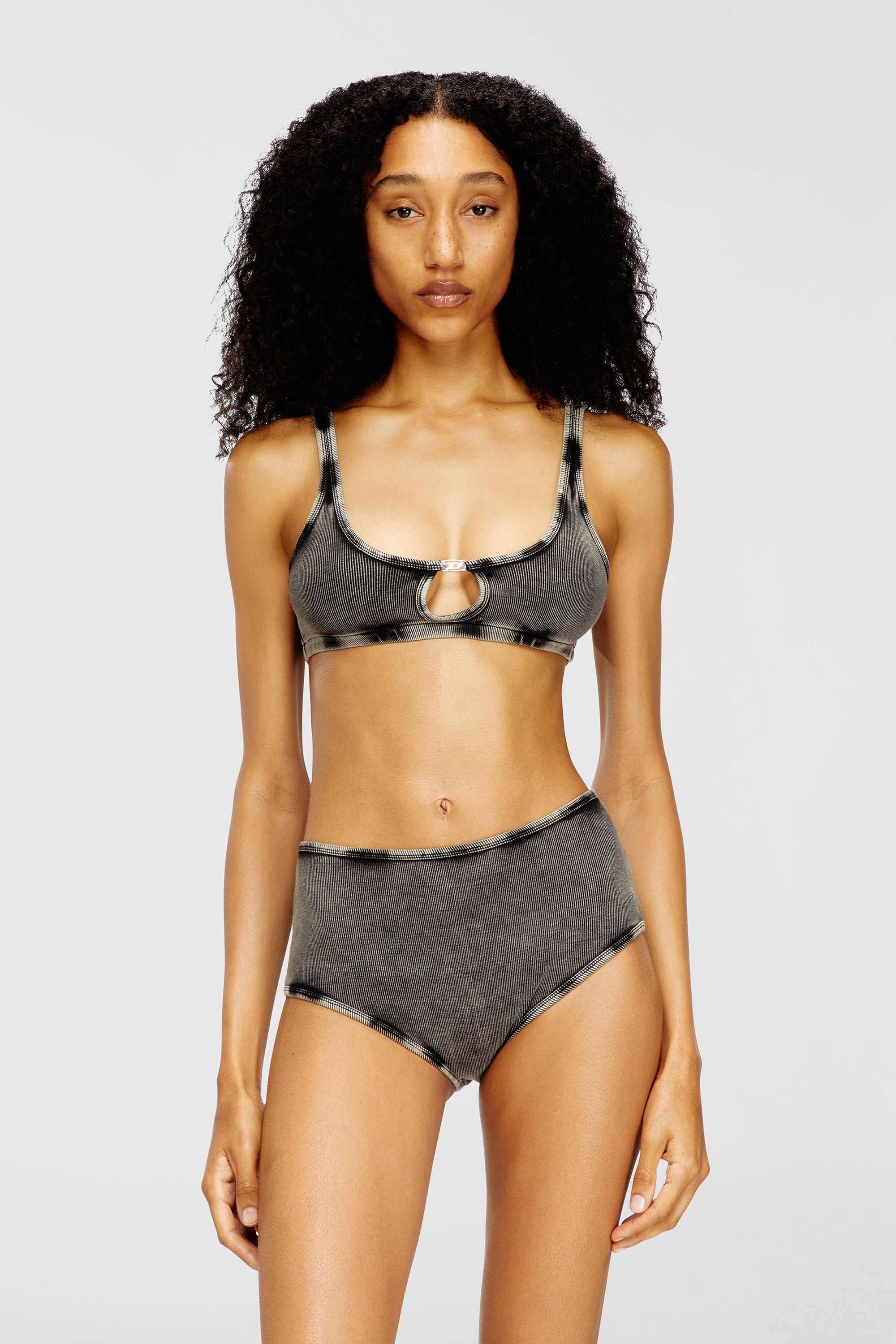 Diesel - FLORENCE-DNM, Woman's Bralette cotton rib with jewel Oval D in Grey - 3