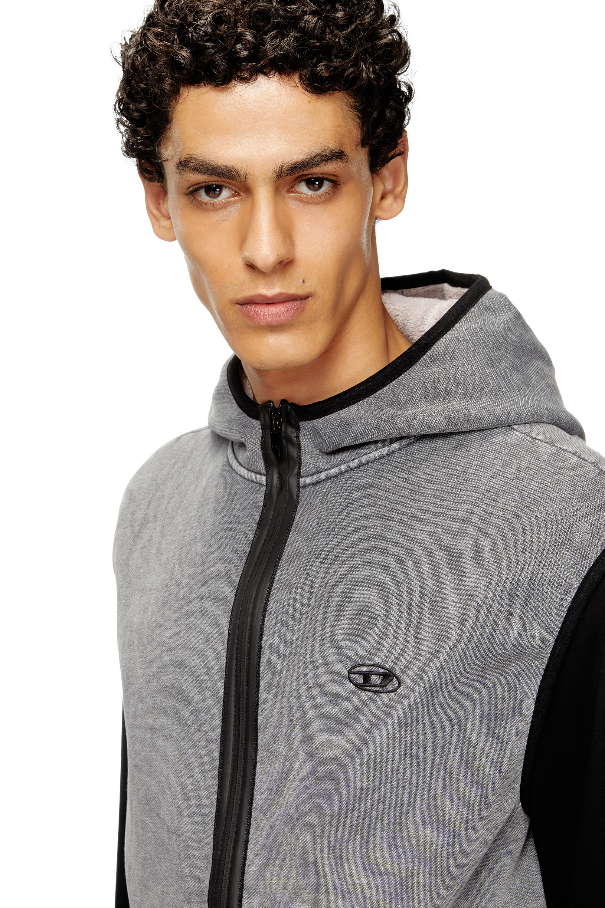 Diesel - S-HAKY-NEW, Man's Sleeveless zip-up hoodie in Dark grey - 5