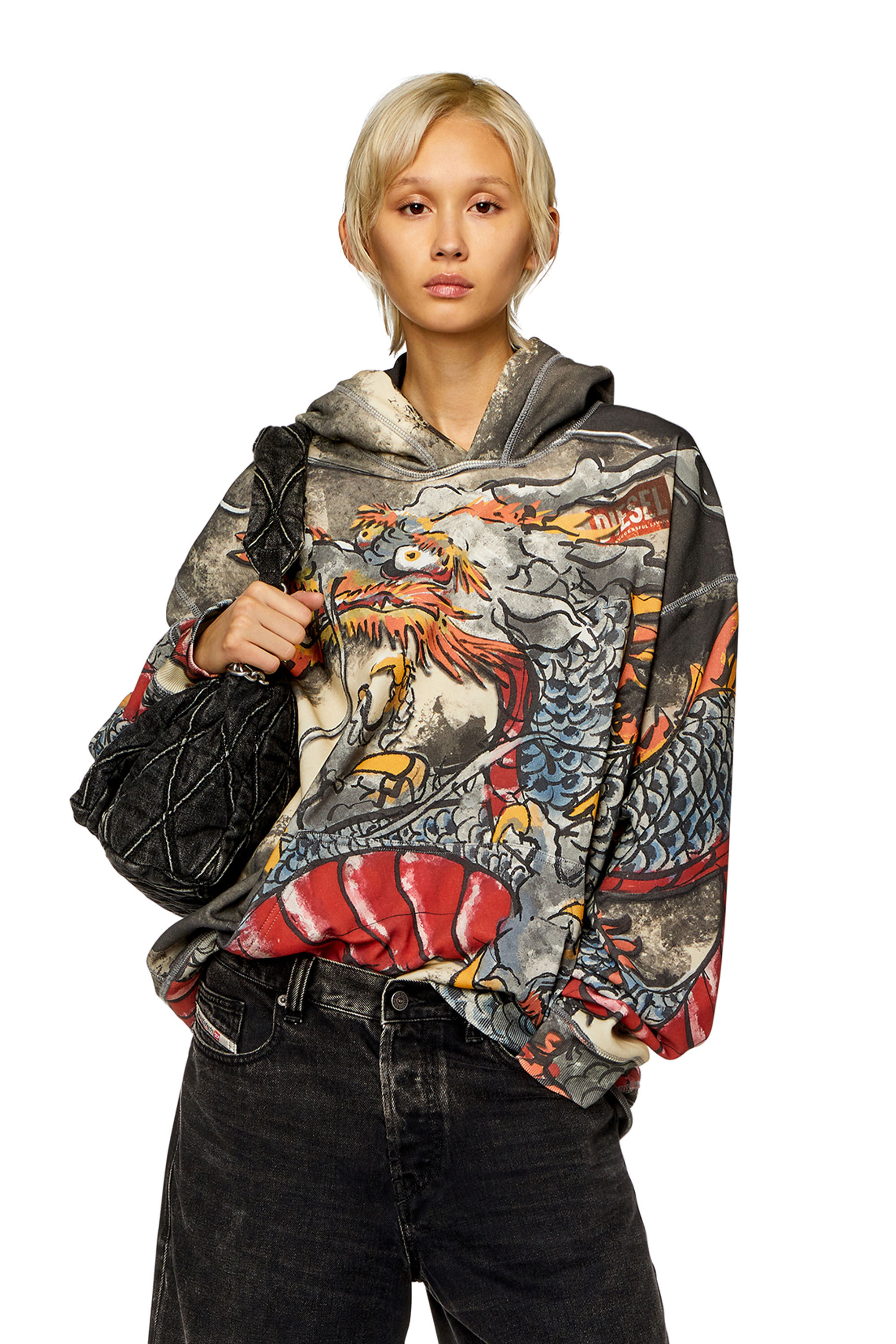 Diesel - CL-S-BOXT-HOOD-DRAGON, Unisex Hoodie with Dragon print in Multicolor - Image 7