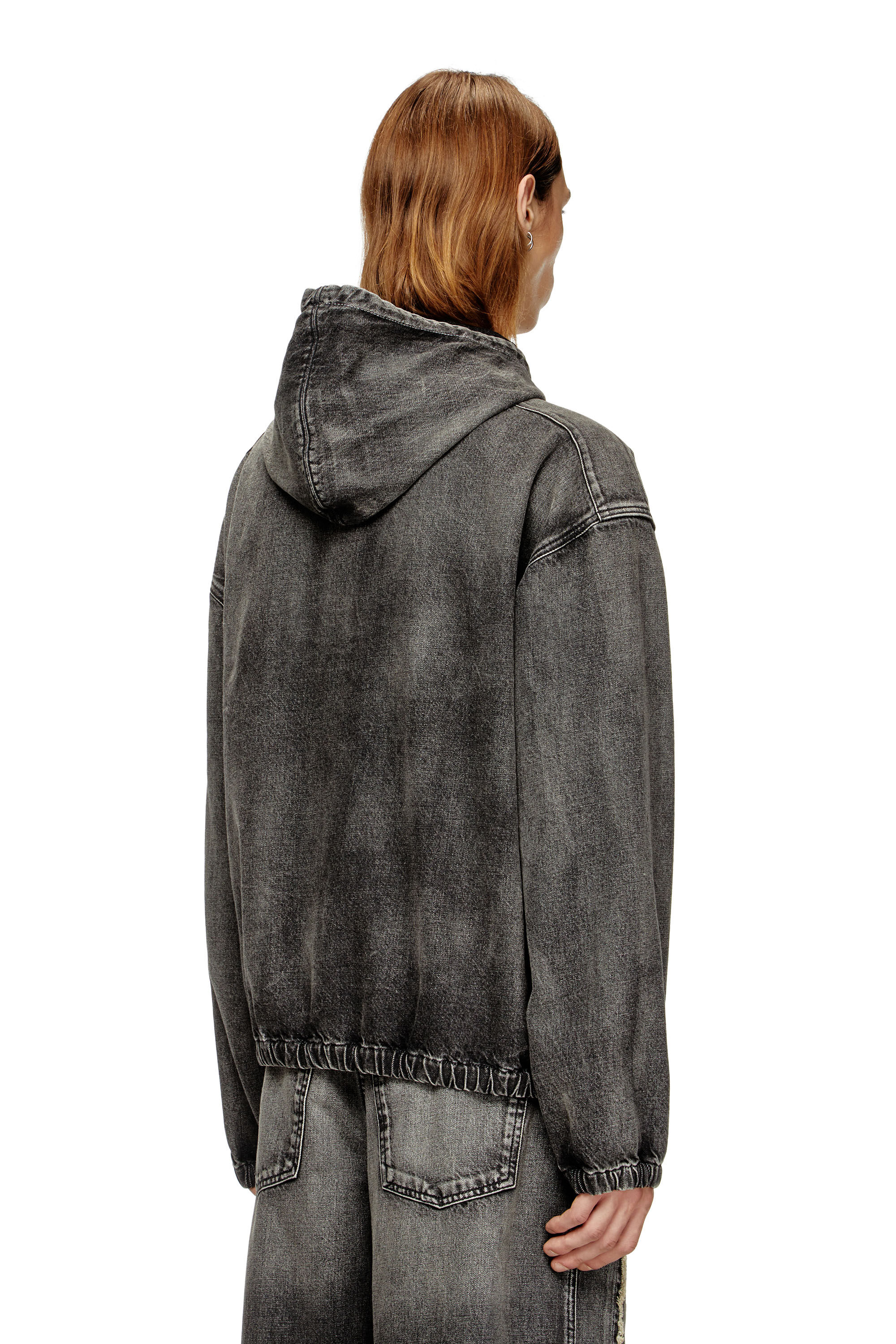 Diesel - THUGJACK, Unisex's Hooded jacket in faded denim in Black - 4