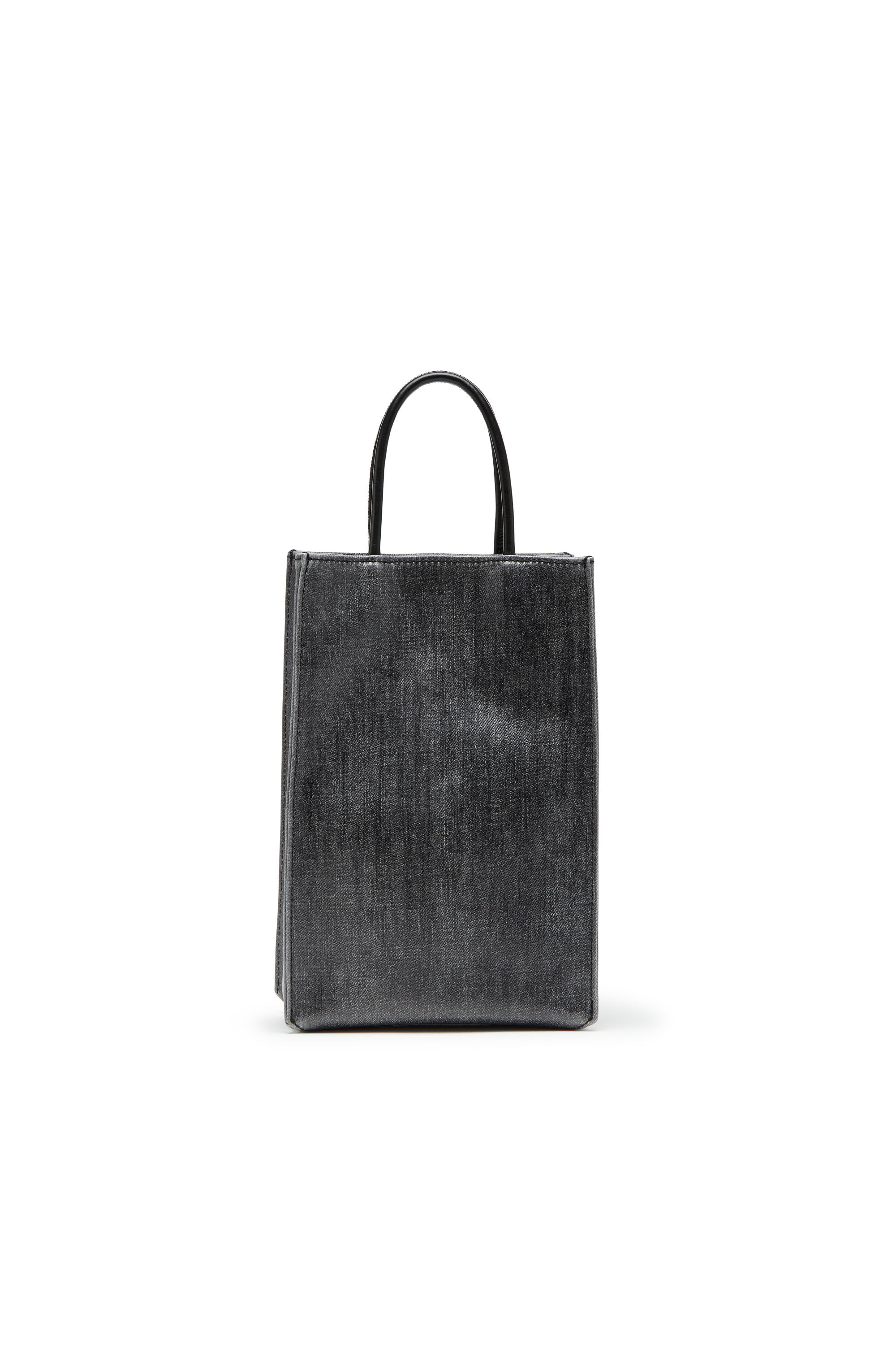 Diesel - DSL 3D SHOPPER M X, Man's Dsl 3D M-Tote bag in coated solarised denim in Black - 3