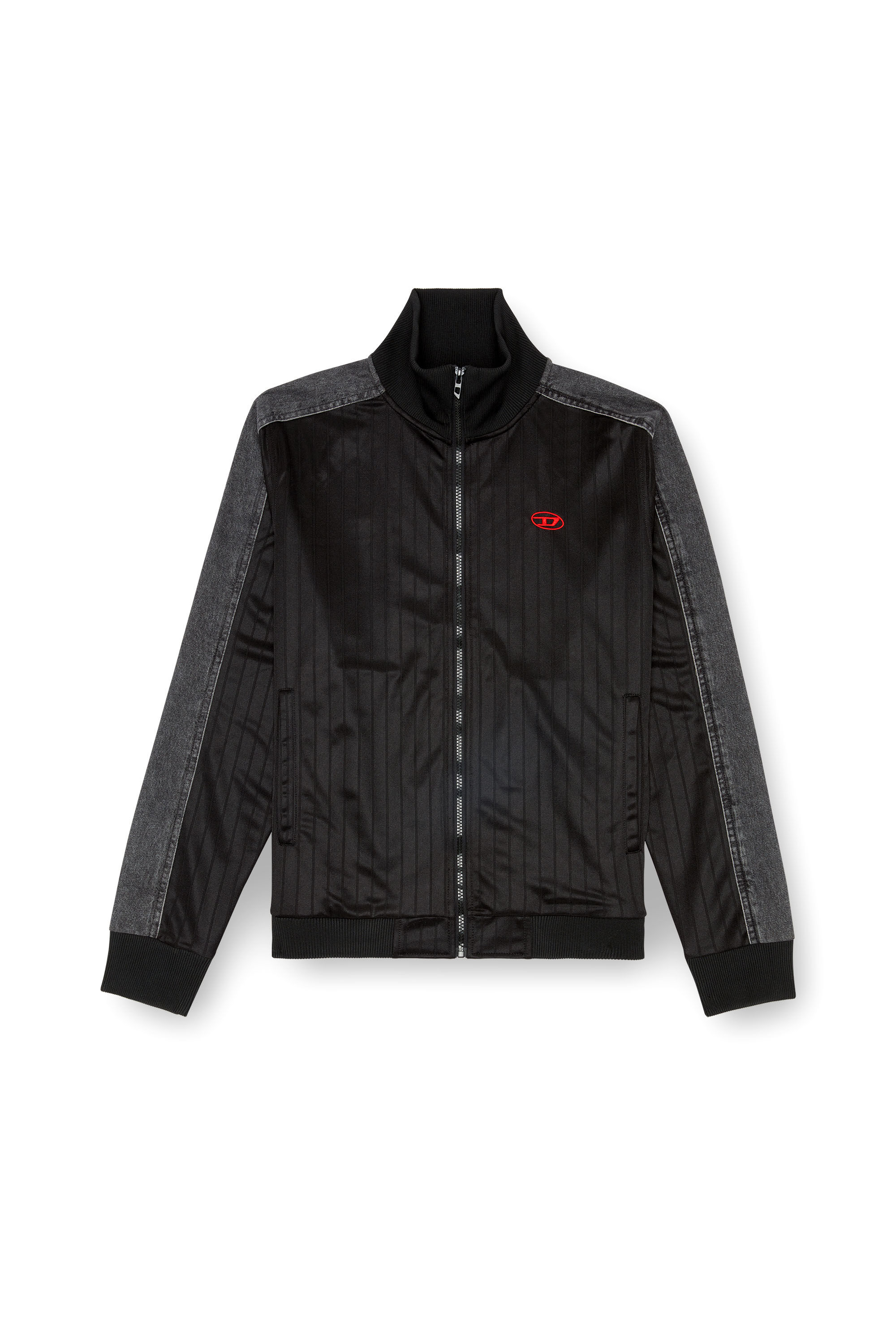 Men s Track jacket in triacetate and denim Black Diesel