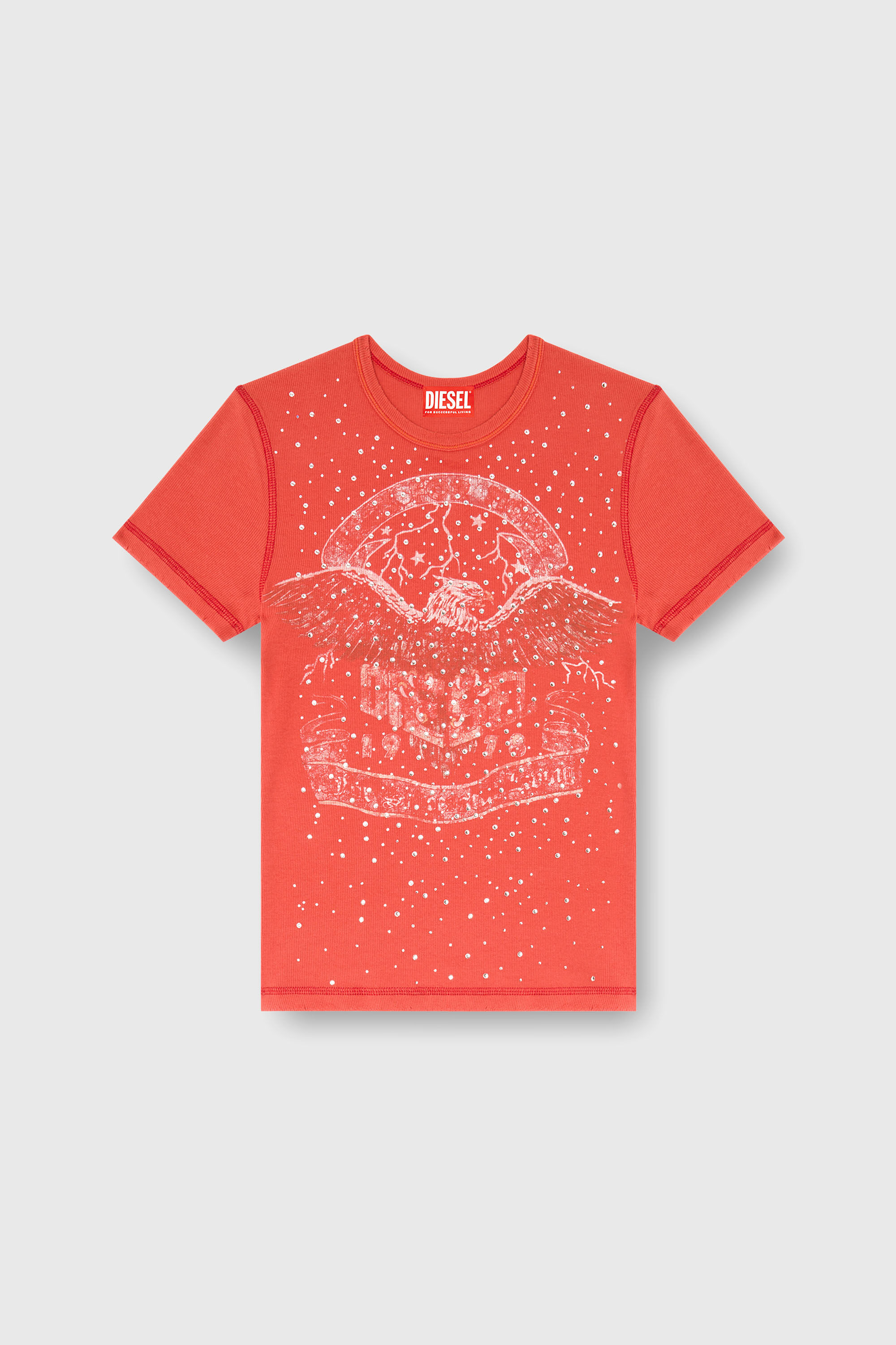 Diesel - T-MARSY-RIB-CRY, Woman's T-shirt with concert graphics and crystals in null - 2
