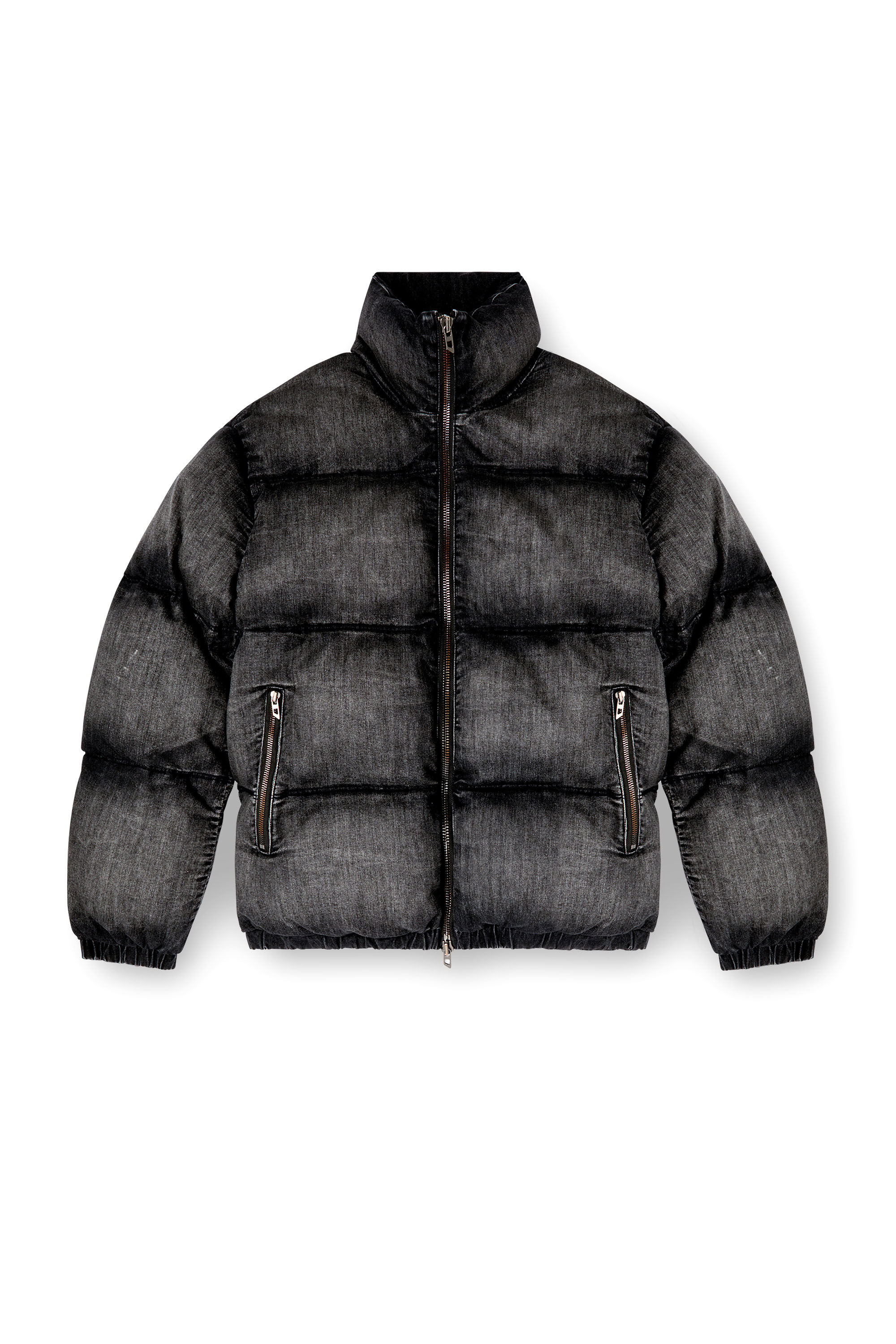 Women's Faded denim puffer jacket | Black | Diesel Women's Faded denim puffer jacket | Black | Diesel