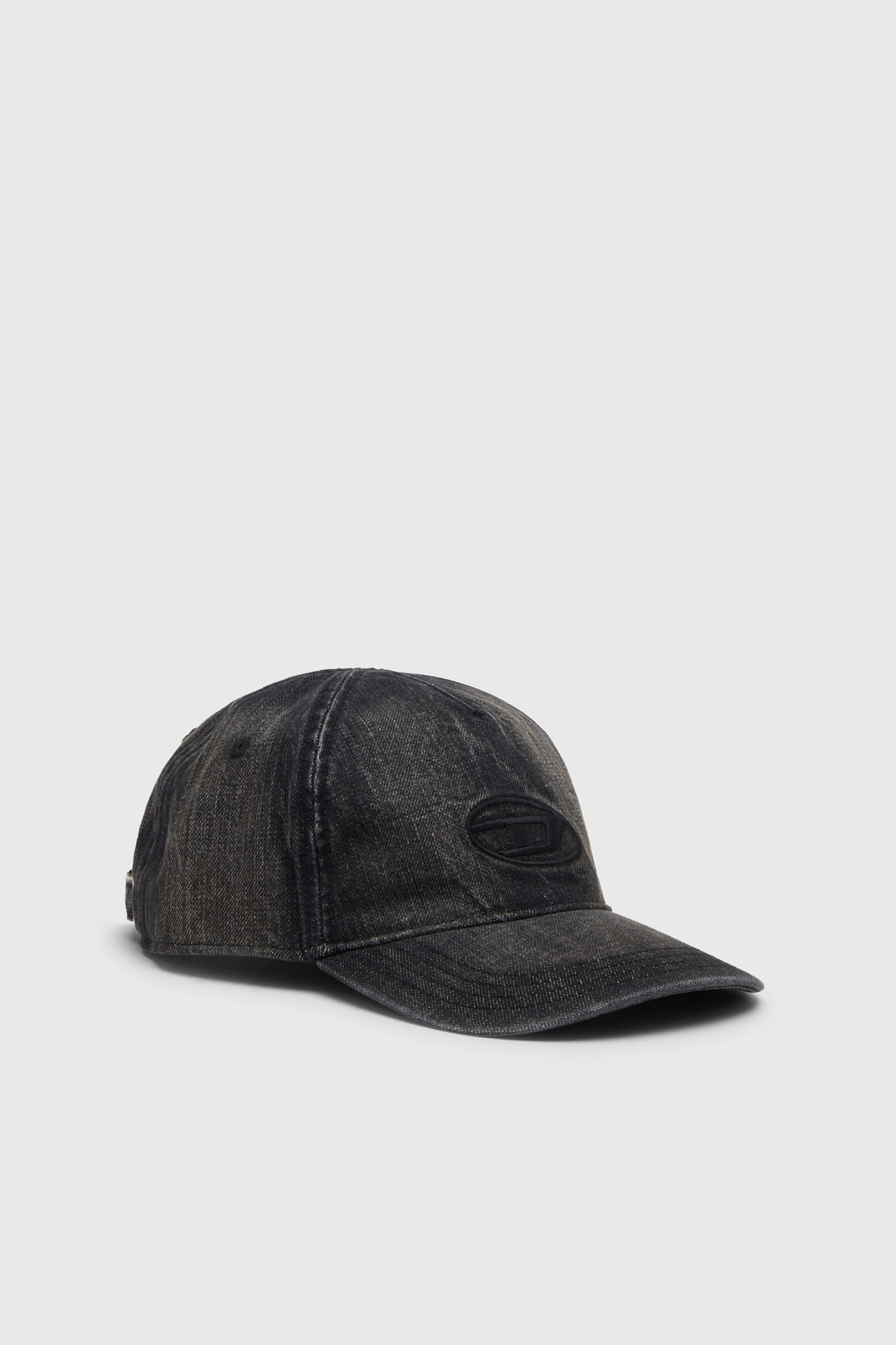 Diesel - C-ENIC, Man's Denim cap with frayed details and embroidered logo in Black Jeans - 1