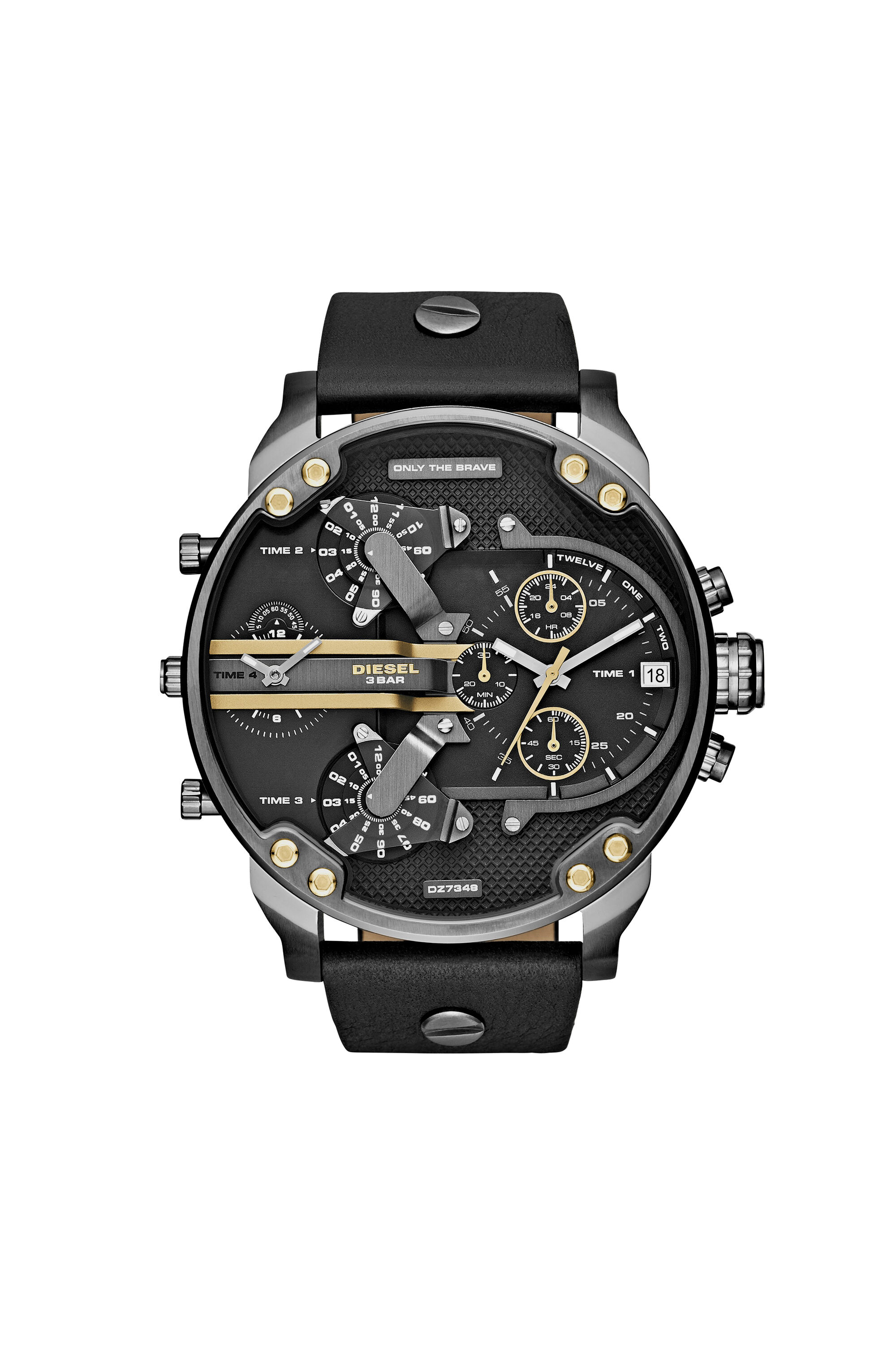 DZ7348 Man Mr. Daddy 2.0 leather watch w gunmetal plating Diesel