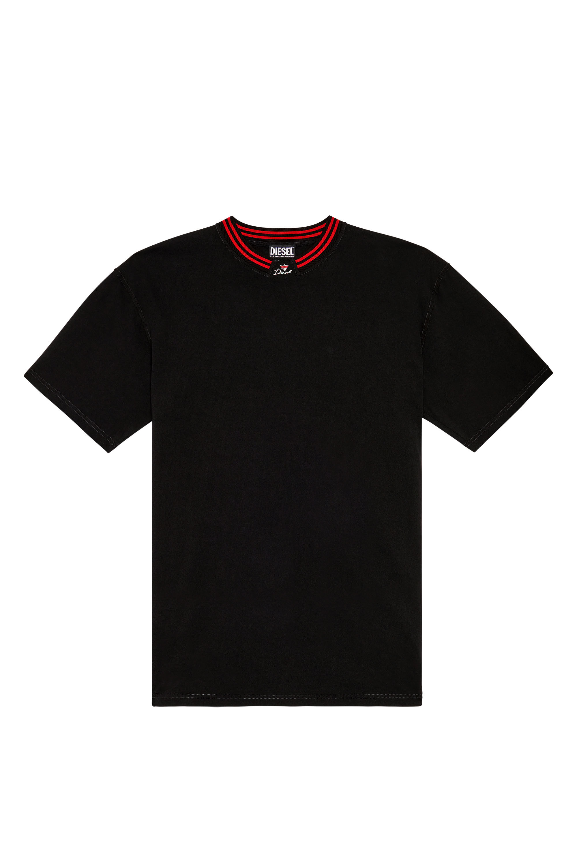 Diesel - T-KROWN, Man's T-shirt with logo neck in Black - 2