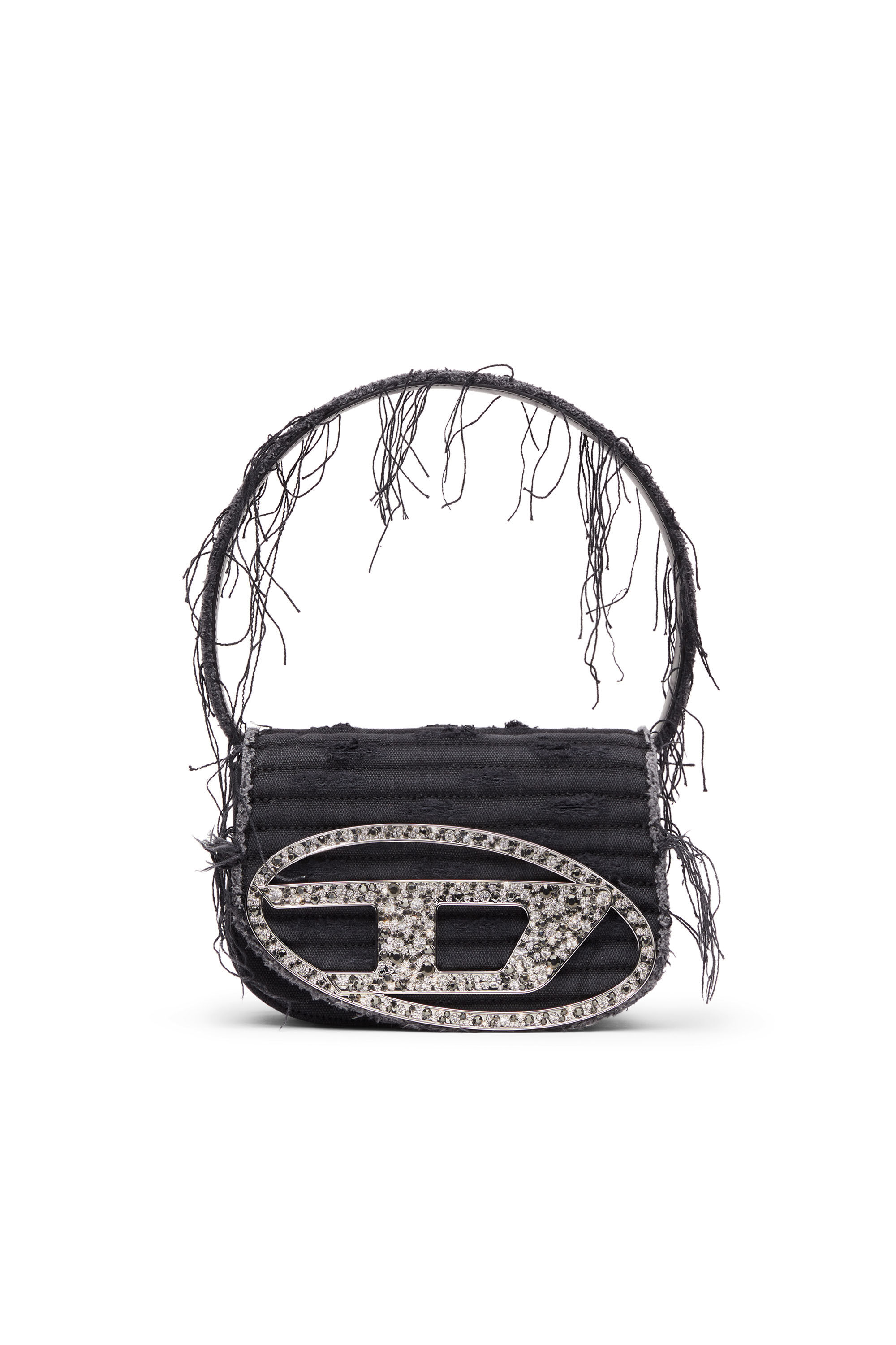 Women s 1DR Iconic shoulder bag in canvas and leather Black Diesel