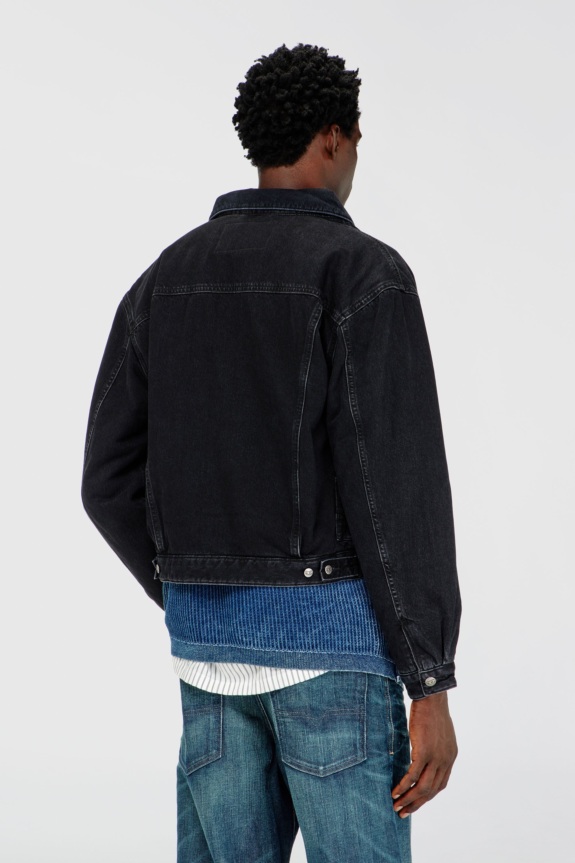 Diesel - D-RANGER-T, Unisex's Padded trucker jacket in denim in Black - 4