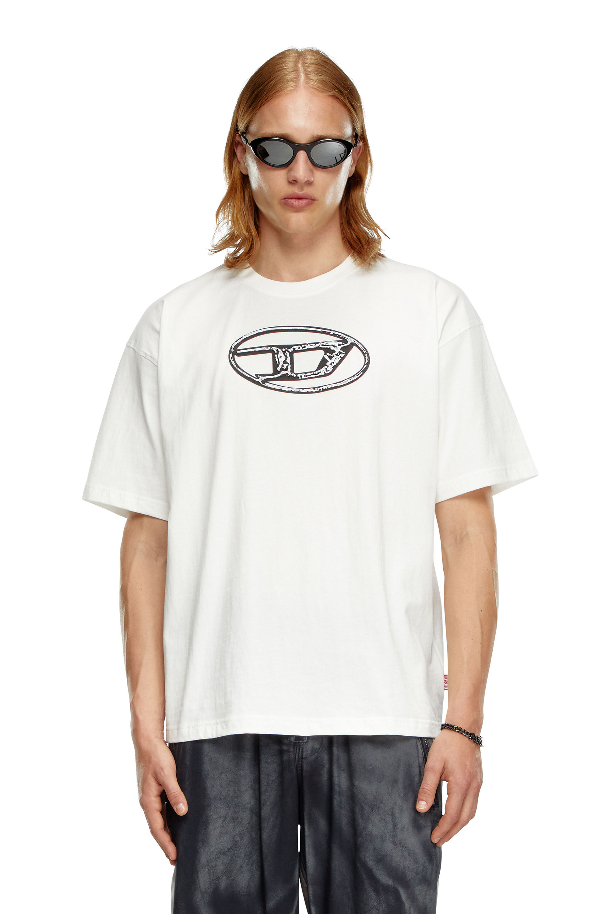 Men's Faded T-shirt with Oval D print | White | Diesel