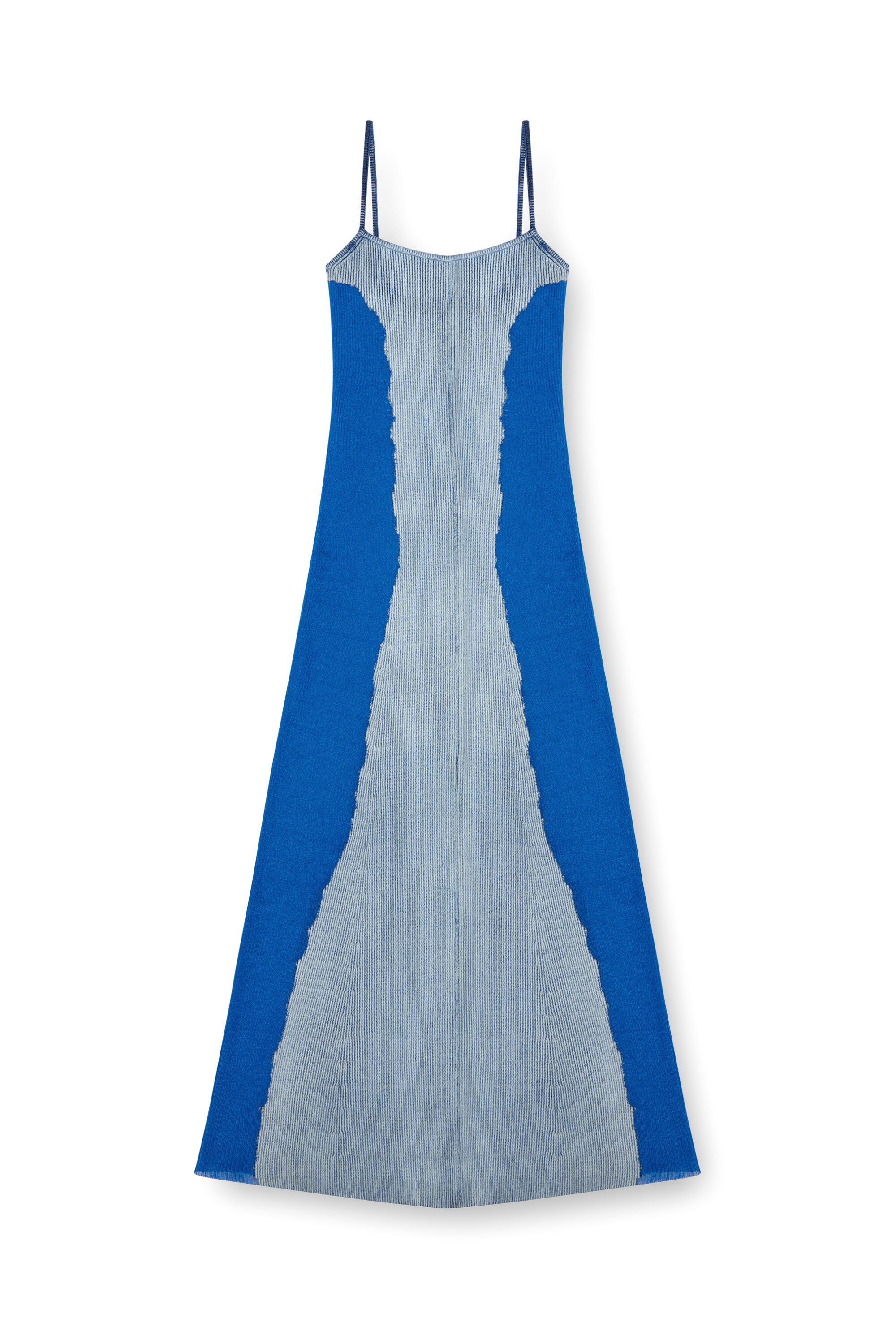 Diesel - M-EDAGLIA, Woman Midi slip dress in devoré knit in Blue - Image 2