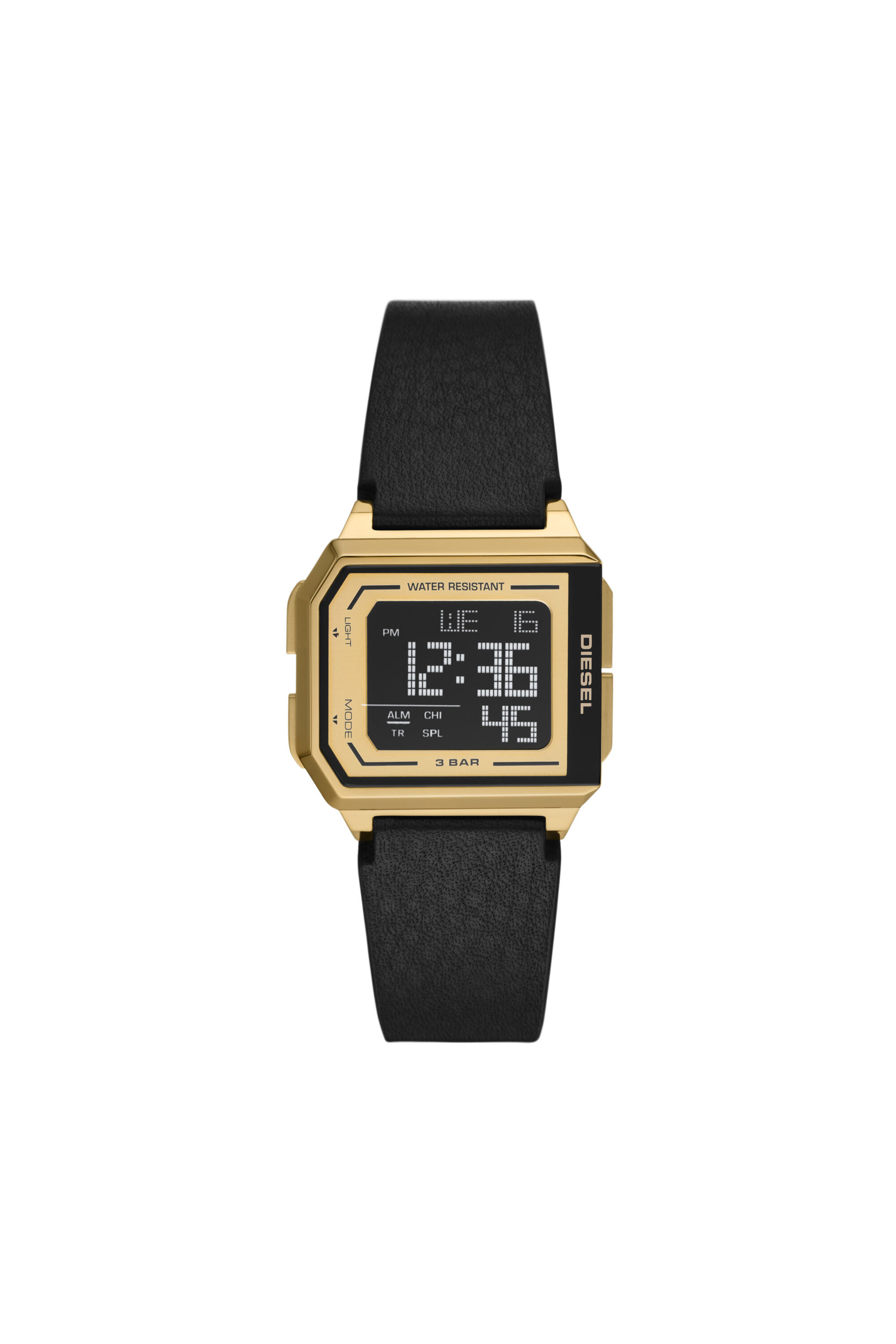DZ1996 Chopped digital black leather watch Diesel