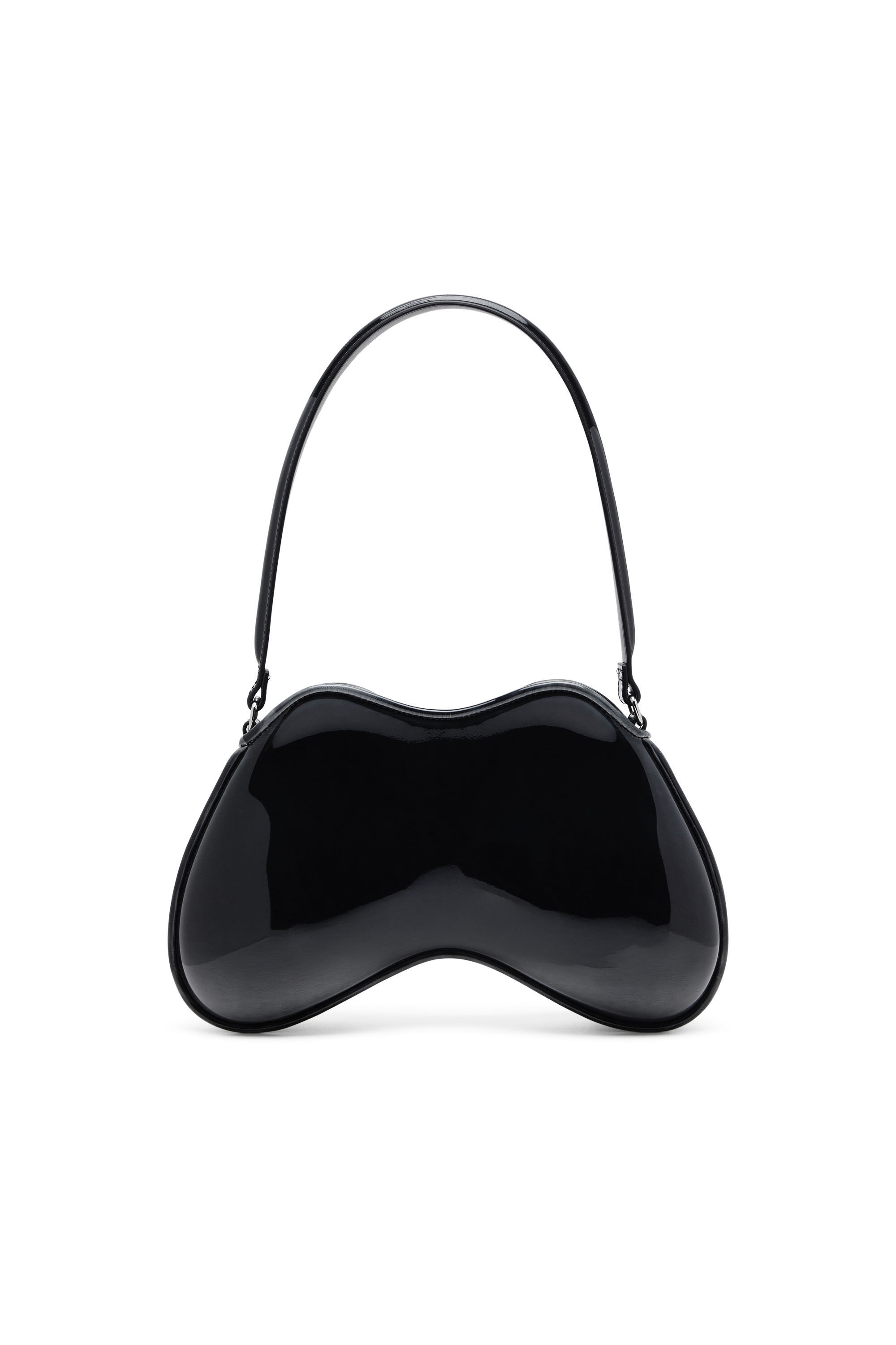 DIESEL☆ Rigid shoulder bag in degrade glossy PU ブラック Women's Double-D-Rigid shoulder bag in dégradé glossy PU