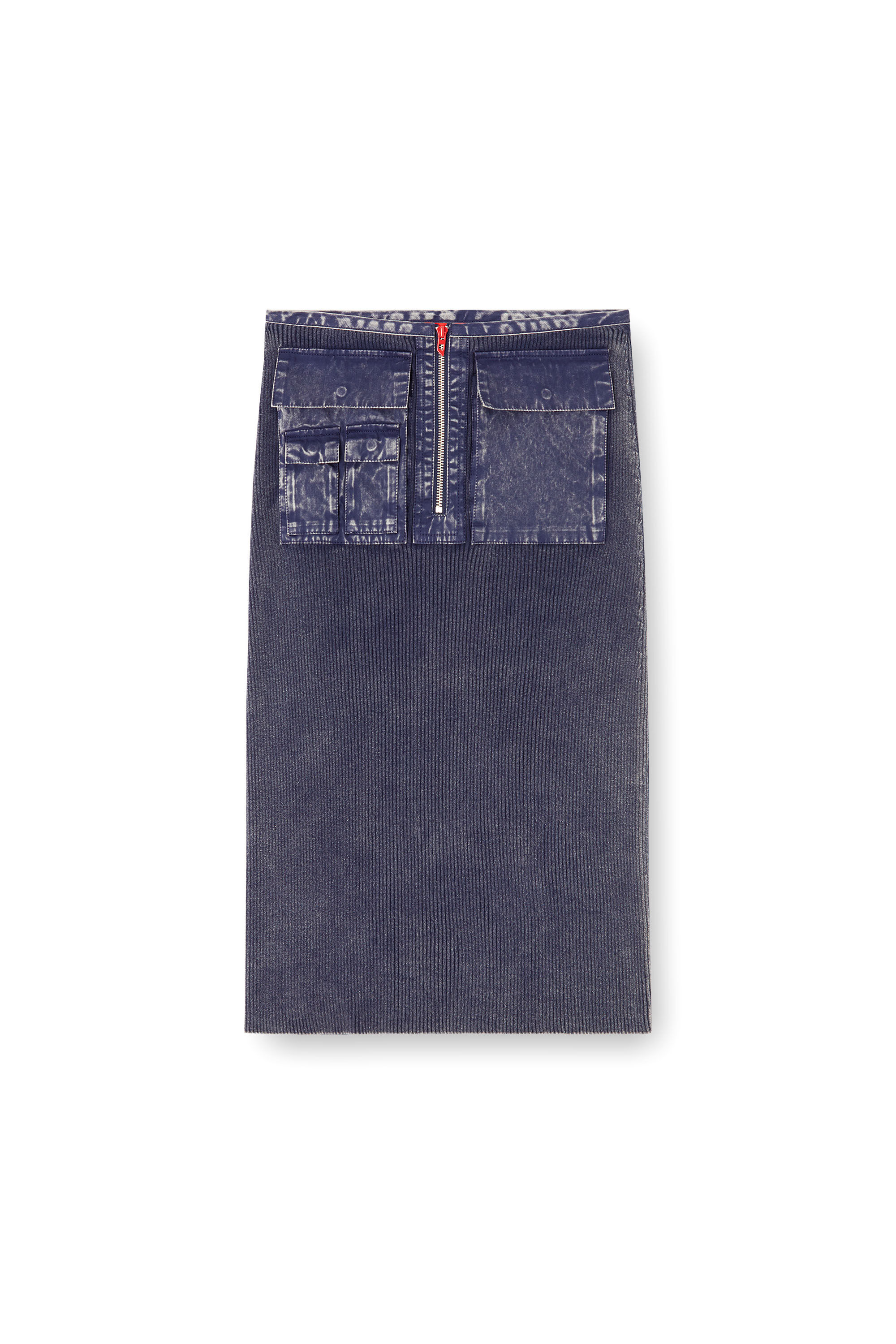 Diesel - M-MERYN, Woman's Knit midi skirt with denim cargo pockets in null - 2