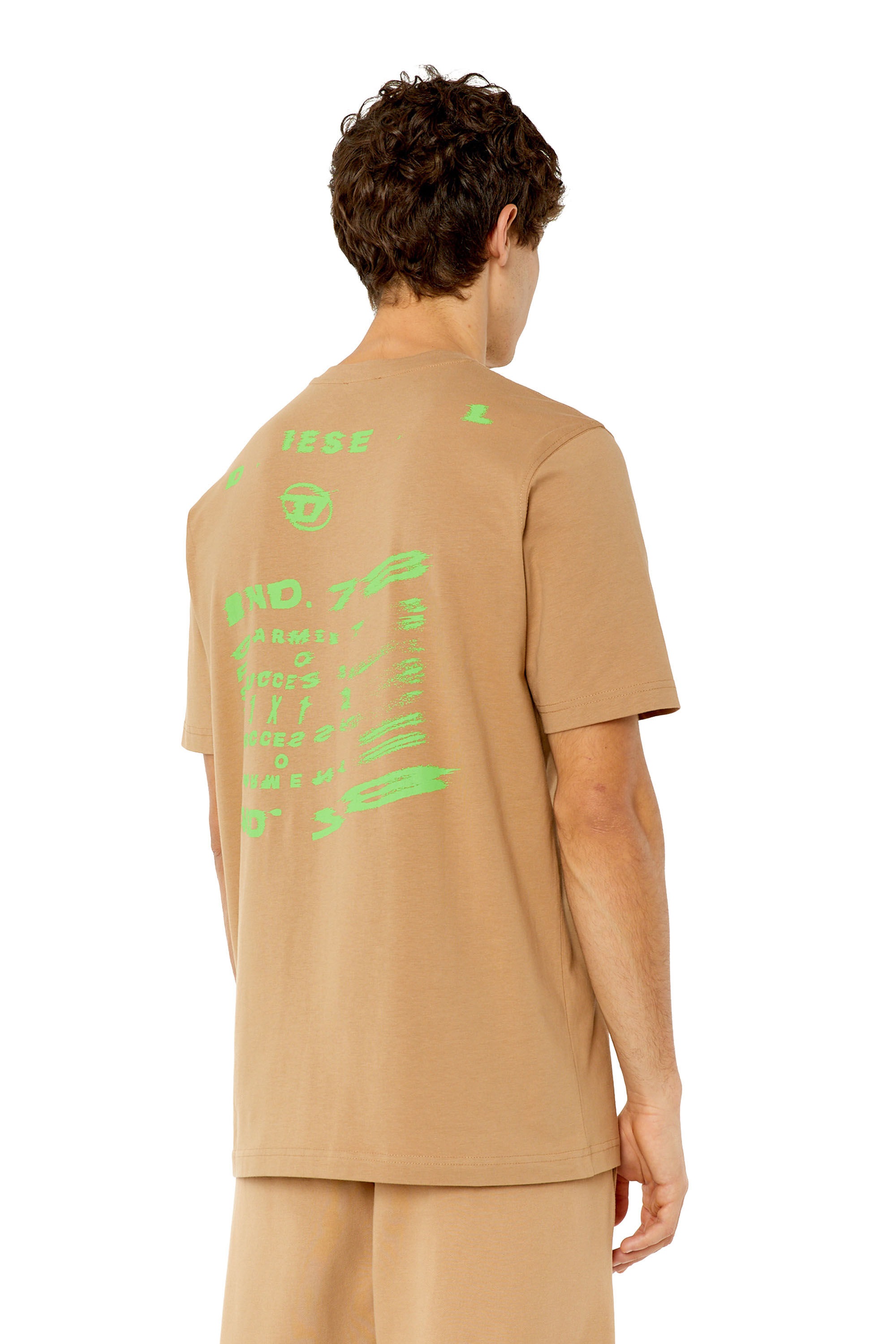 Diesel - T-JUST-G9, Man's T-shirt with distorted logo print in Beige - 4