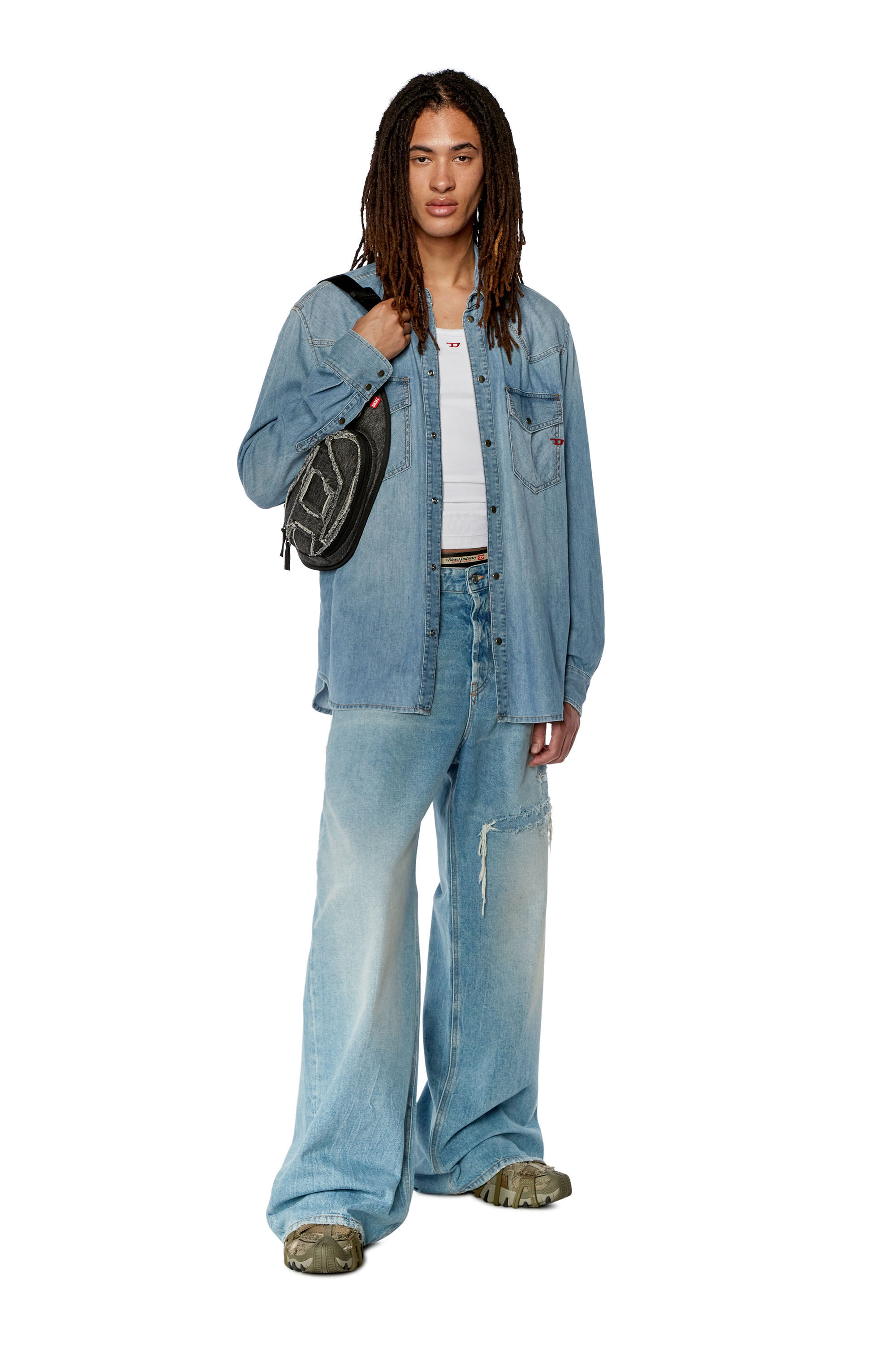 D-Rise Men: Oversized Light blue Regular Baggy Jeans | Diesel