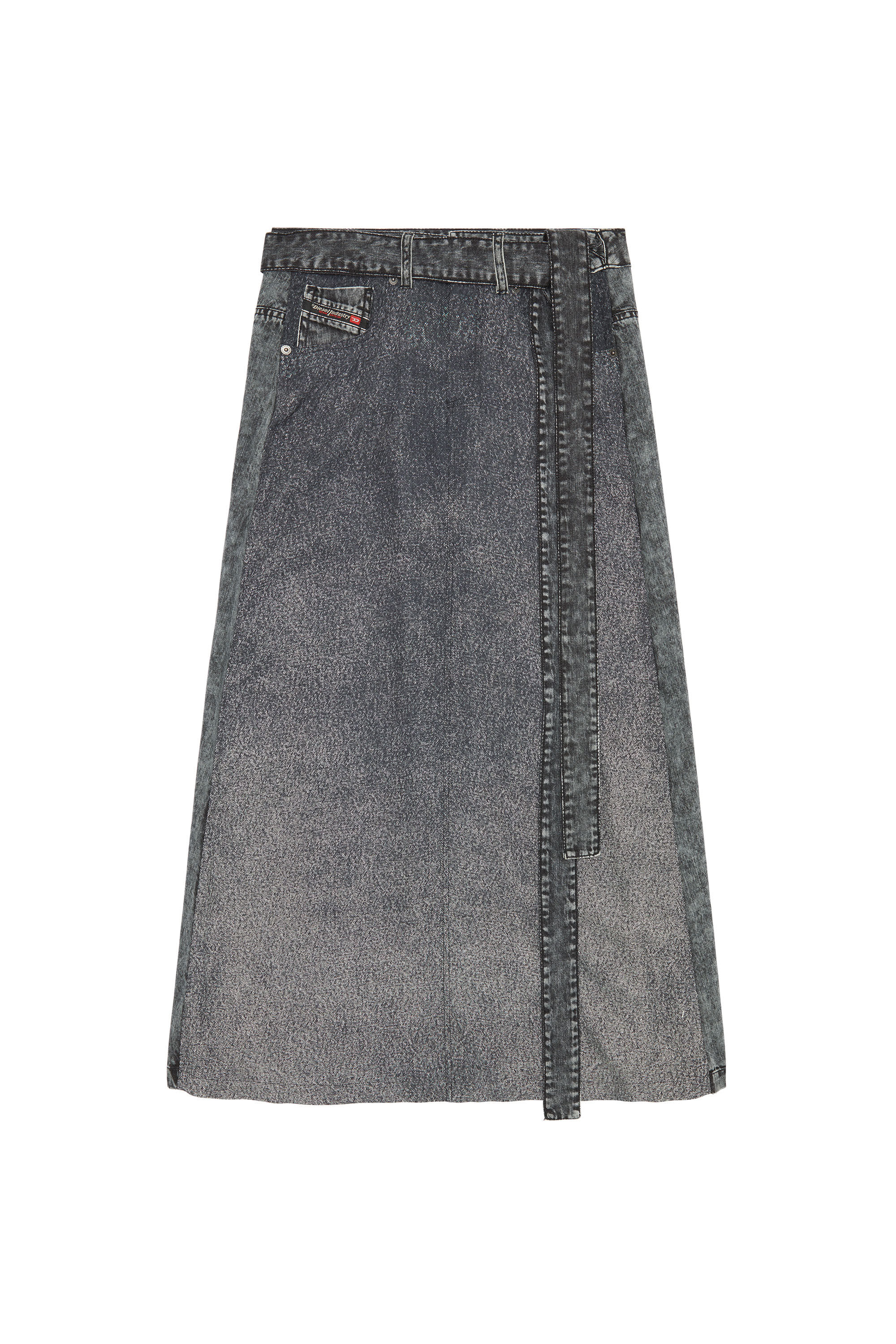 Diesel - O-TINA, Woman's Twill skirt with trompe l'oeil denim print in Black - 2