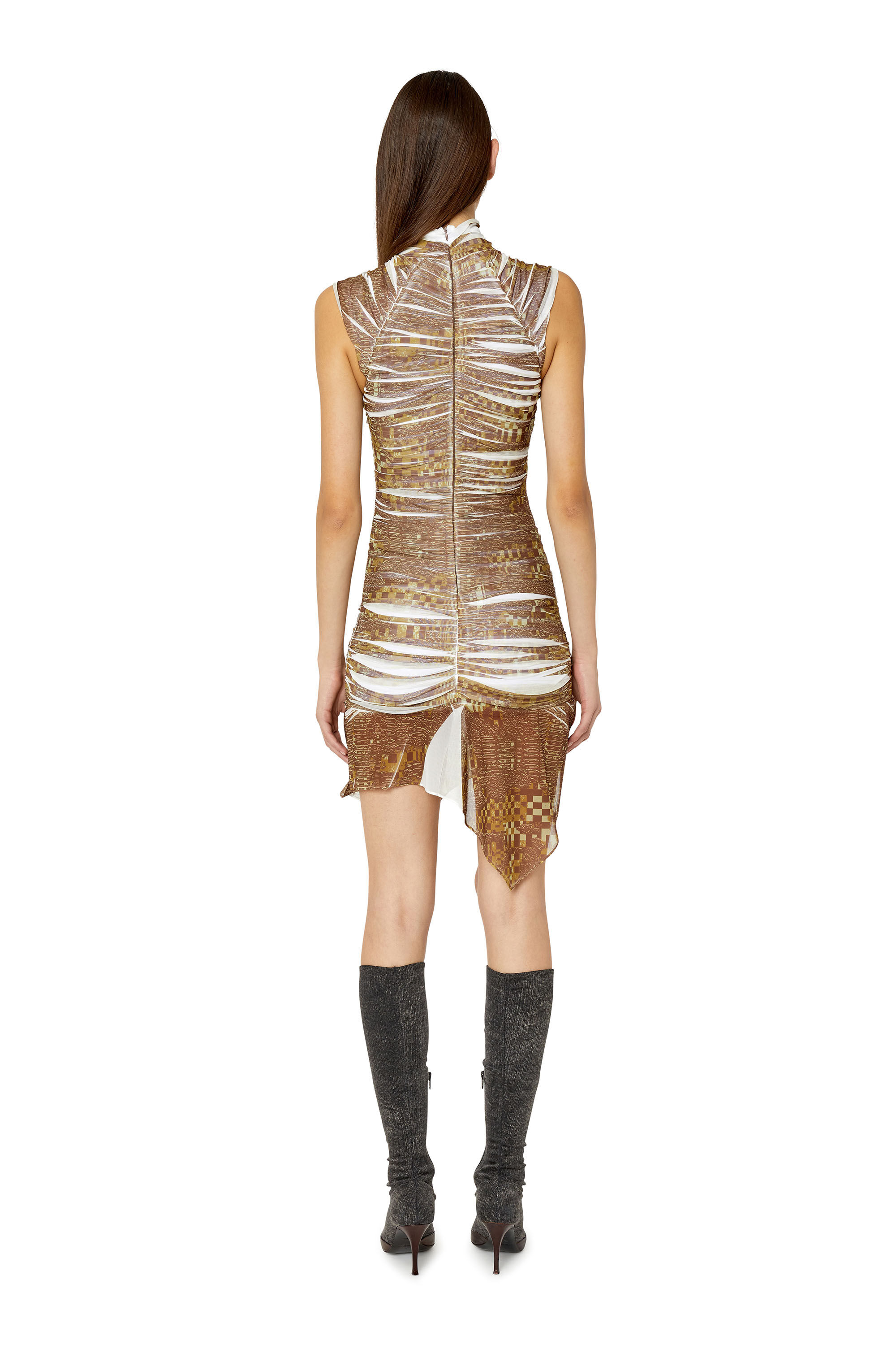 Diesel - D-VARIUS, Woman's Asymmetric ruched camo mini dress in null - 3