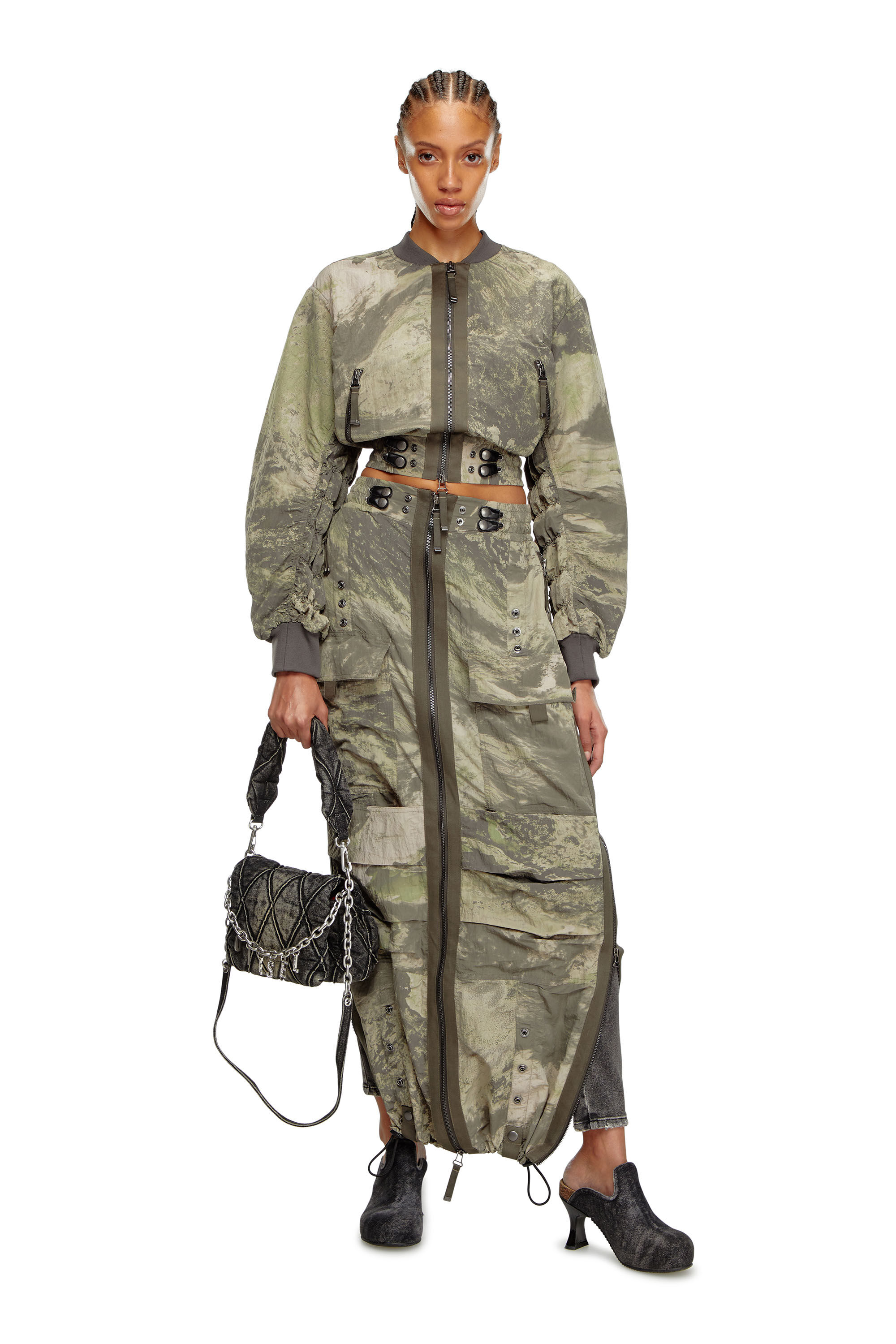 Diesel - G-NOAK-N1, Woman Bomber jacket in light nylon in Green - Image 1