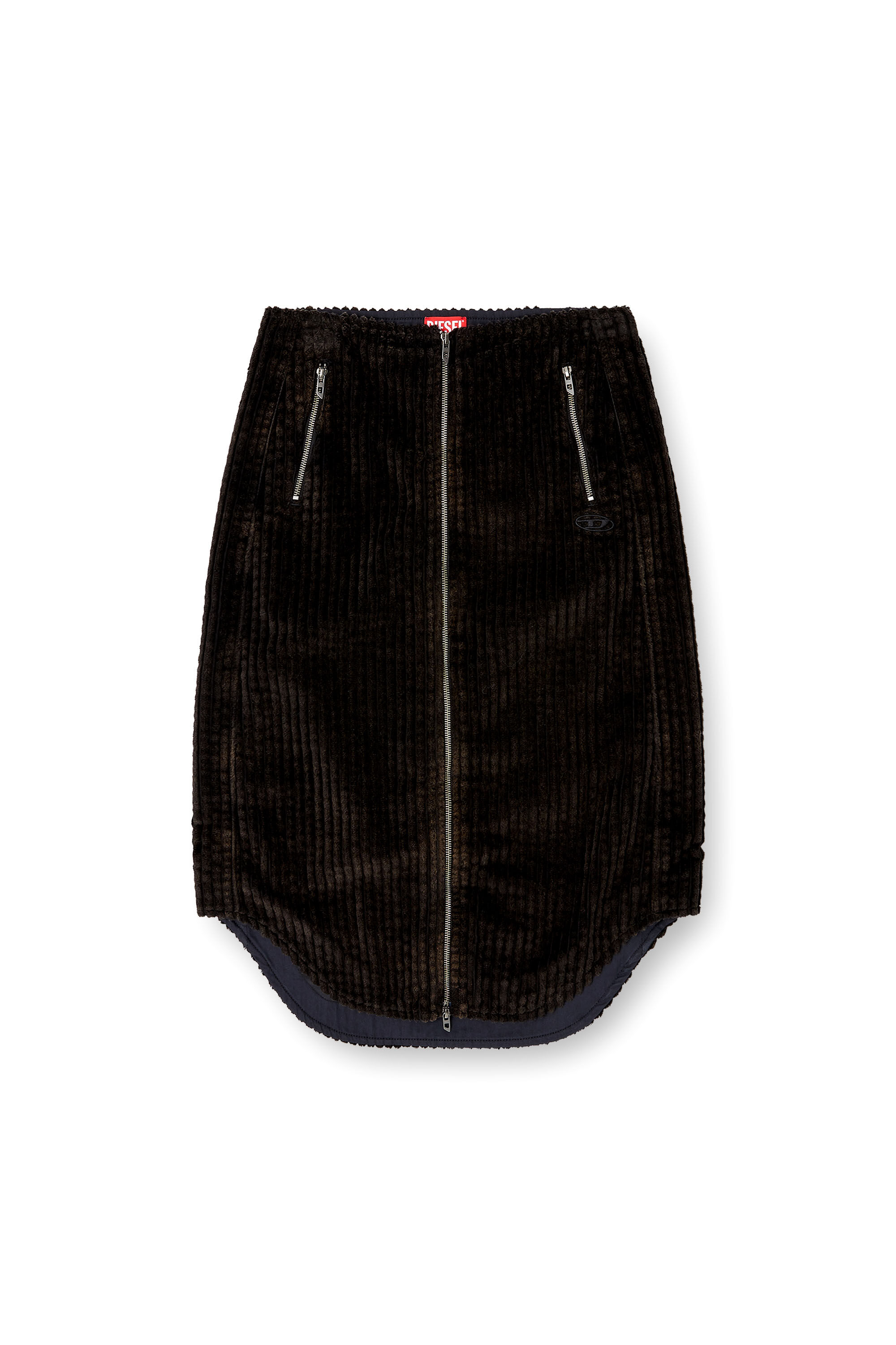 Diesel - O-LLIPOP, Woman's Cotton midi skirt with zipper in Black - 2