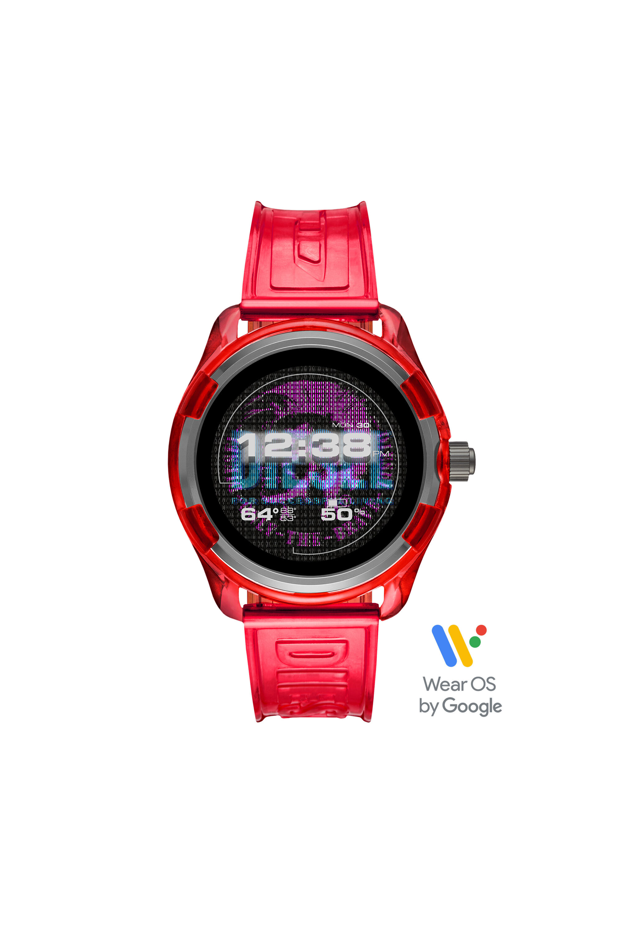 Men s Diesel On Fadelite Smartwatch Red Transparent Diesel