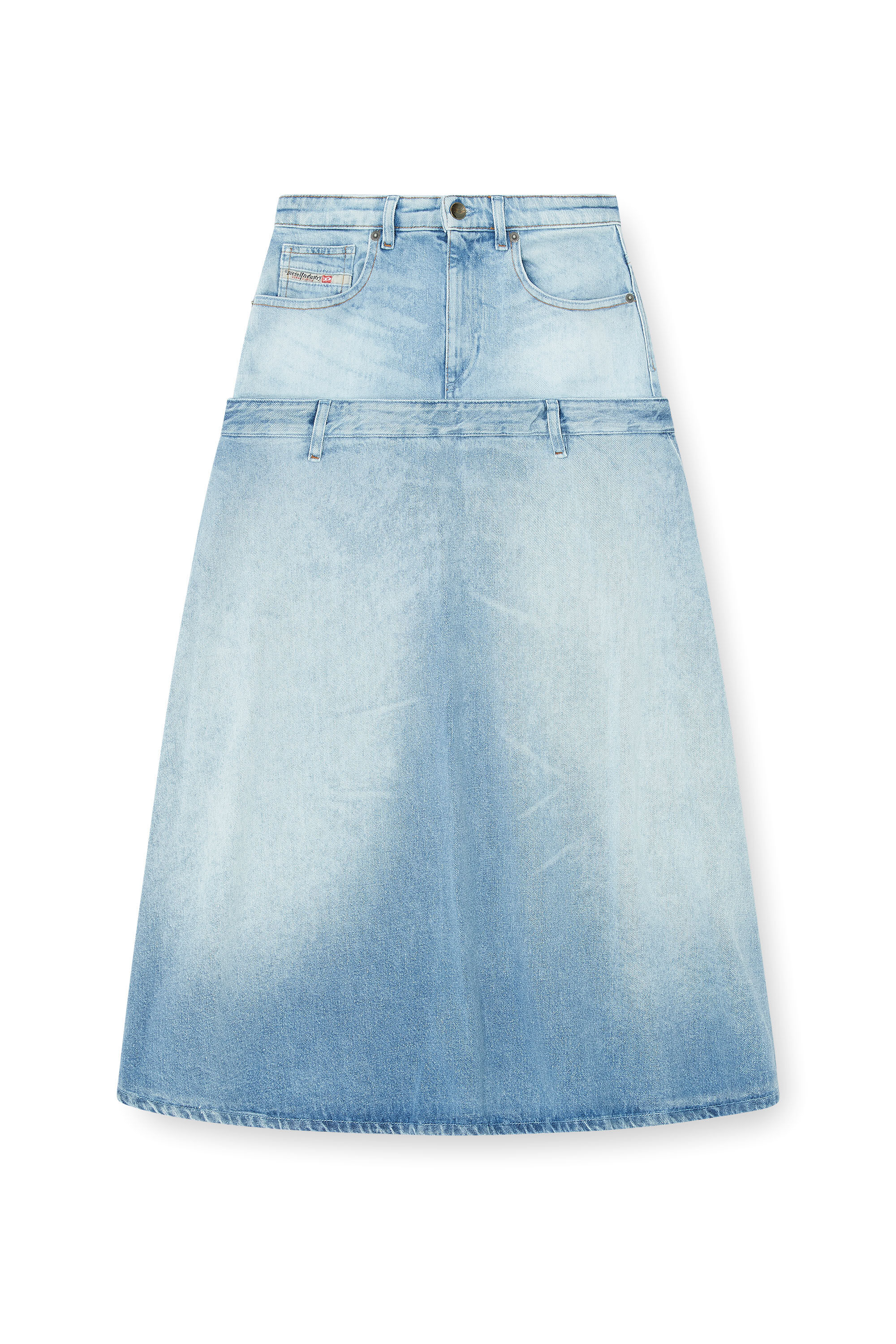 Diesel - DE-VORYA-S, Woman's Denim skirt with layered design in Light Blue - 2