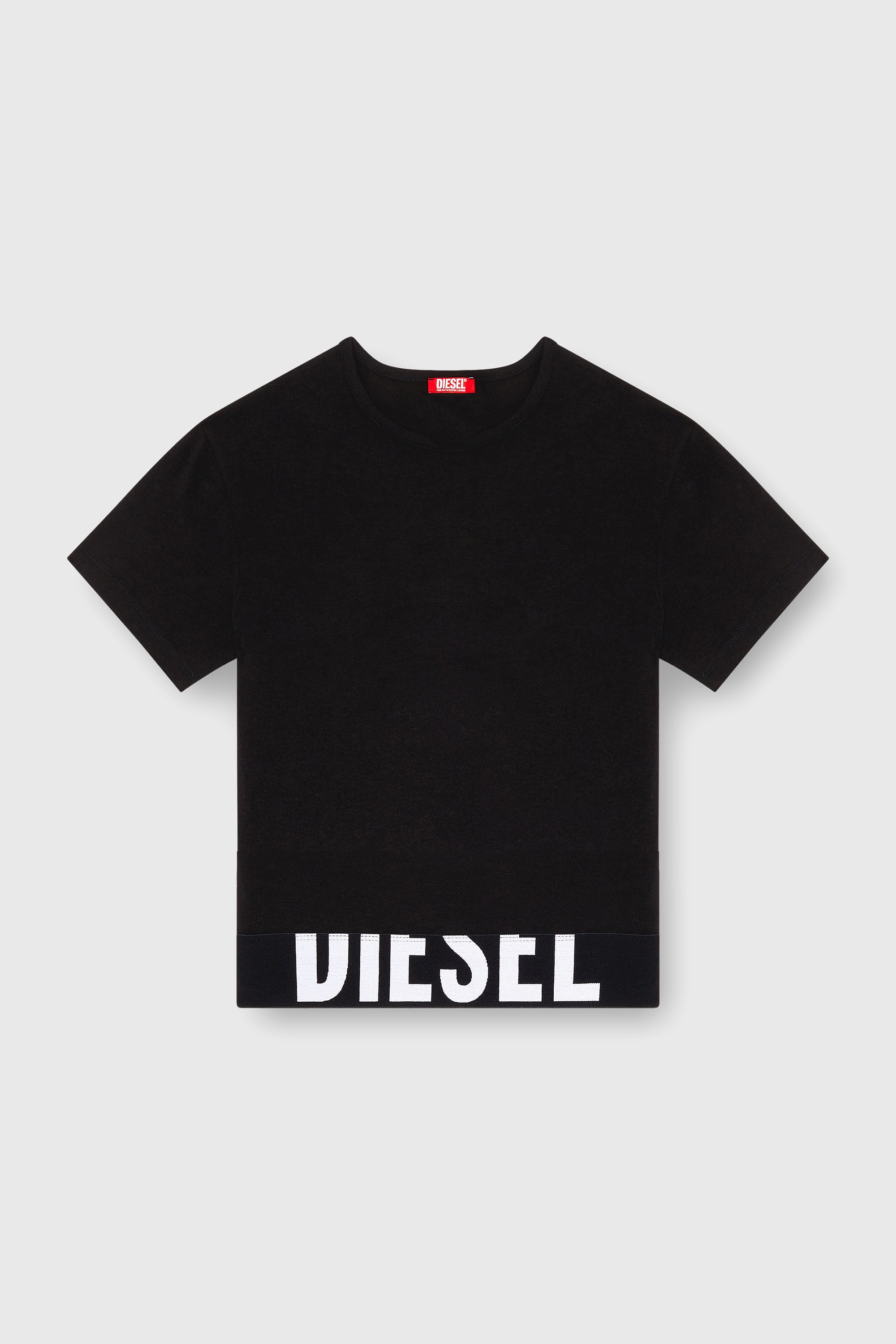 Diesel - UFTEE-SPORT-CROPPED-T-SHIRT, Woman's Sporty cropped top with logo band in Black - 2