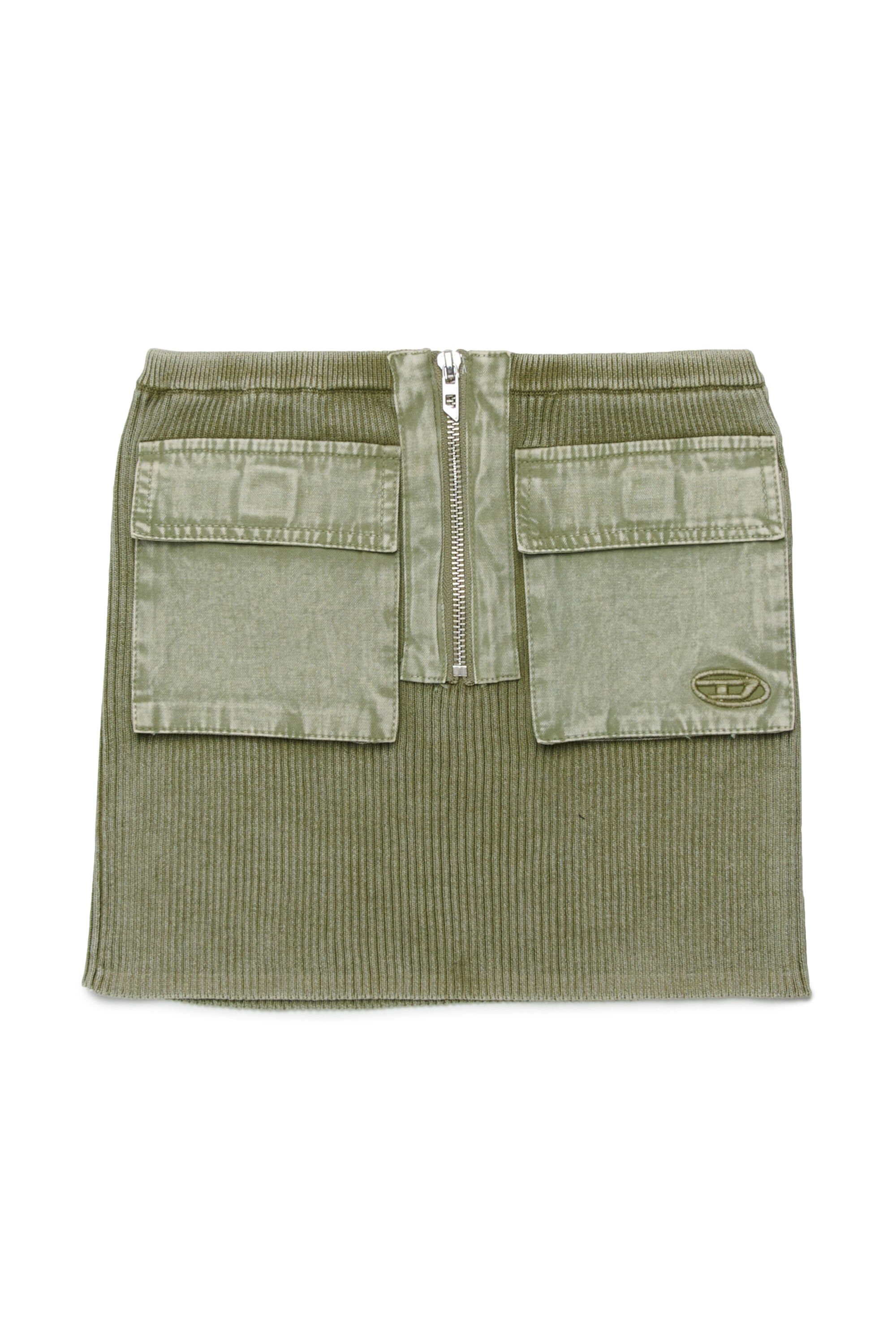 Diesel - GAMERYN, Woman's Ribbed skirt with patch pockets in Green - 1